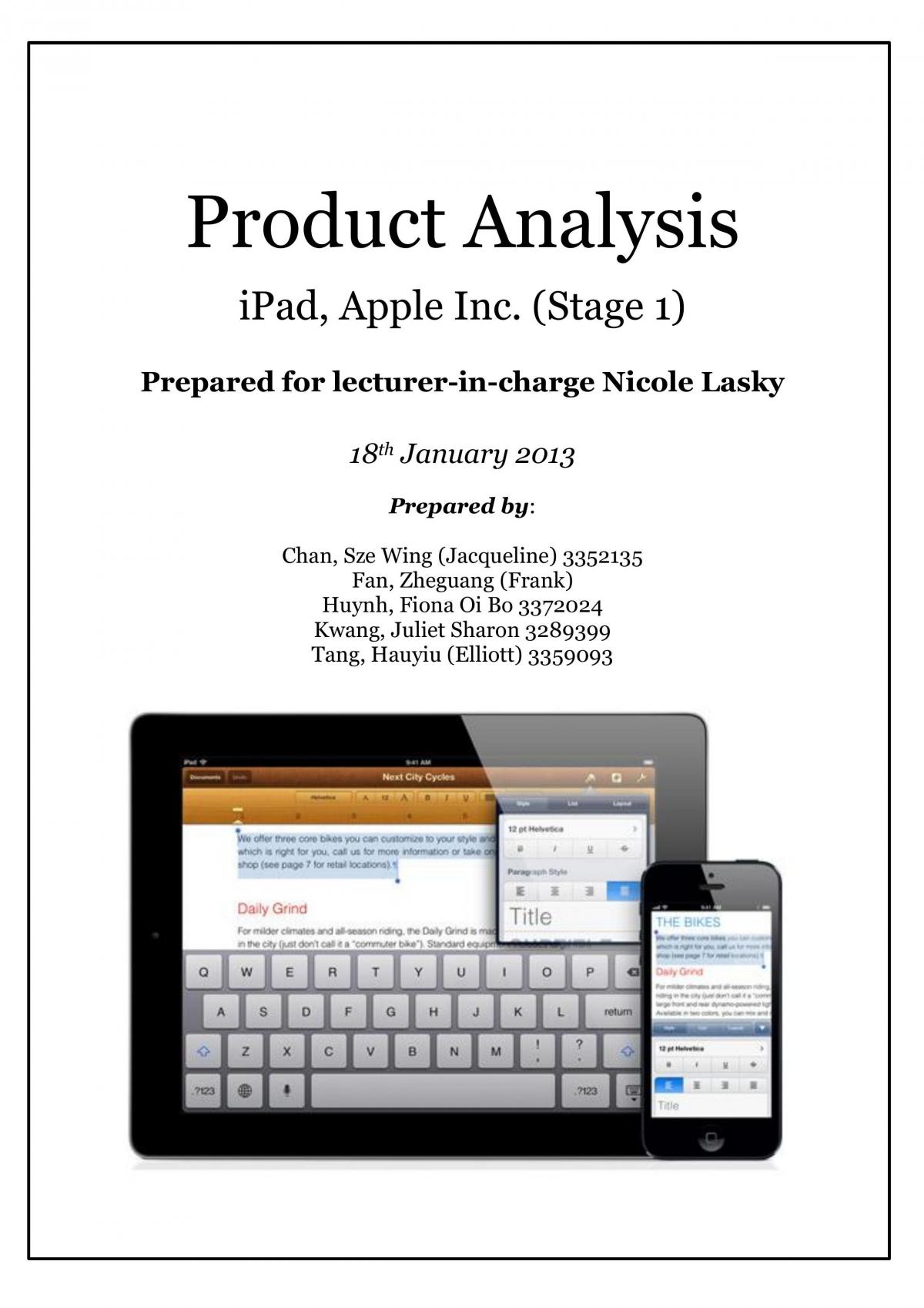 Product Analysis - Page 1