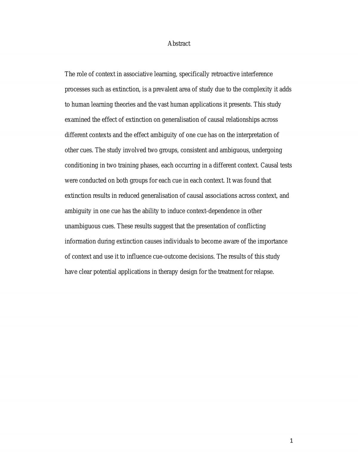 PSYC1002 RESEARCH REPORT - Page 1