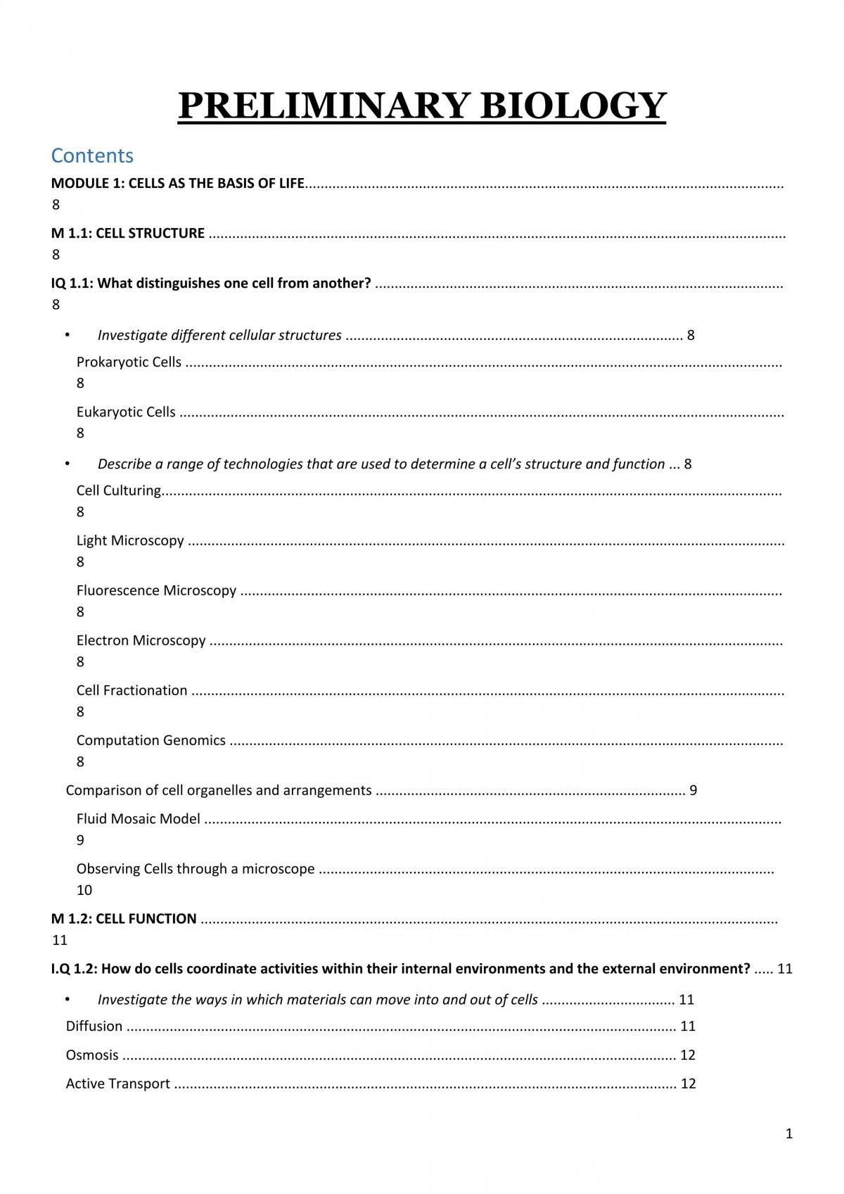 Preliminary biology - Page 1