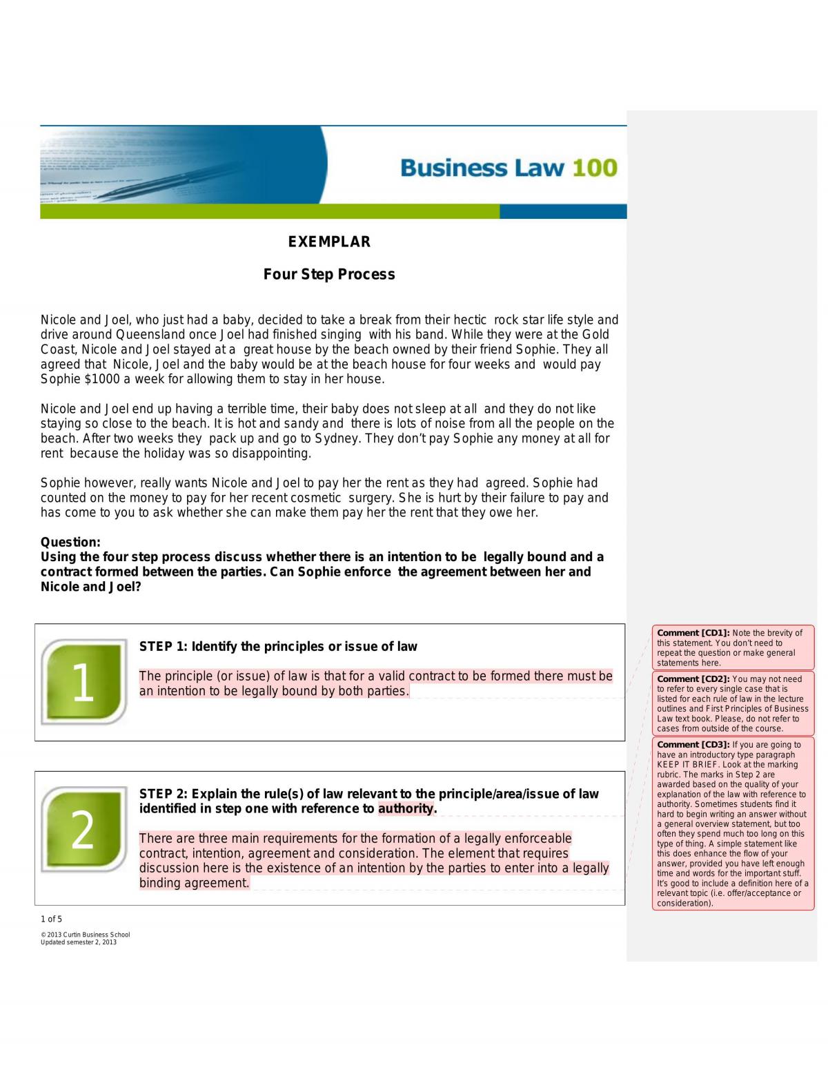 BLAW100 contract law case study - Page 1