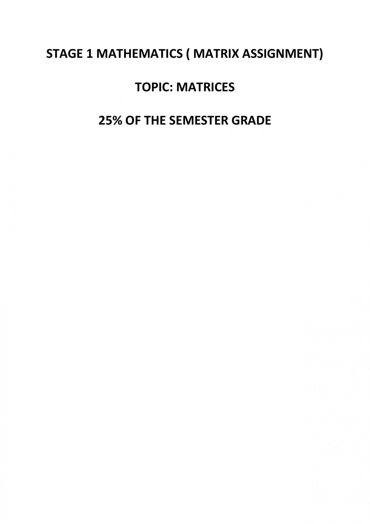Stage 1 matrices investigation - Page 1