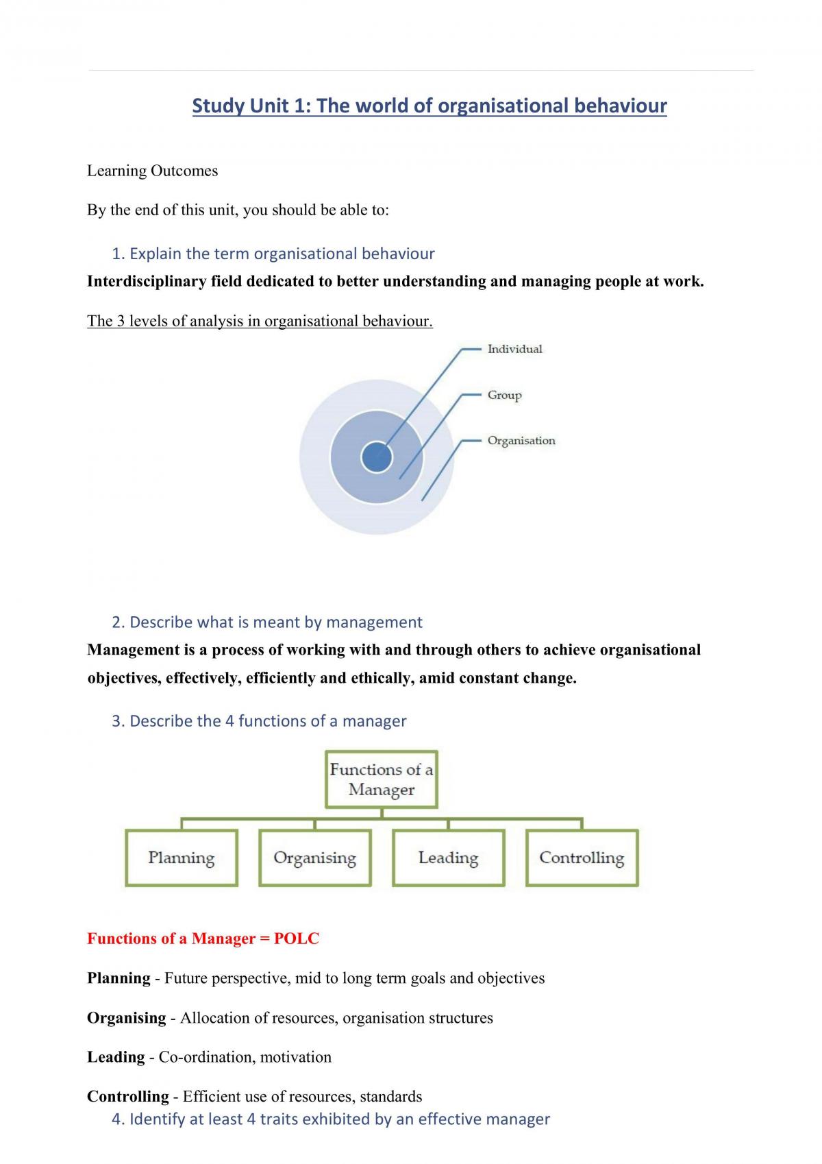 Study Material for the module HRM203, Human Behaviour in Organisations - Page 1
