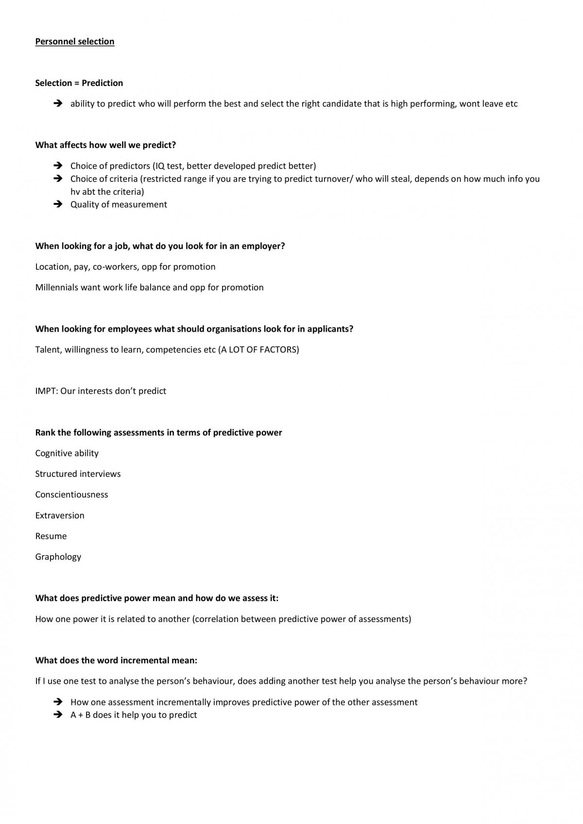 Personnel Selection Compiled notes - Page 1