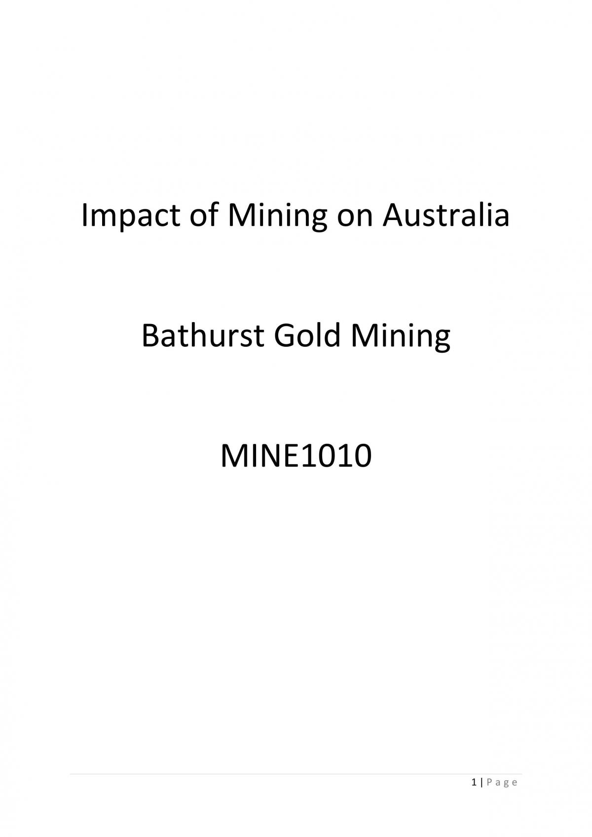 Impact of Mining on Australia - Page 1