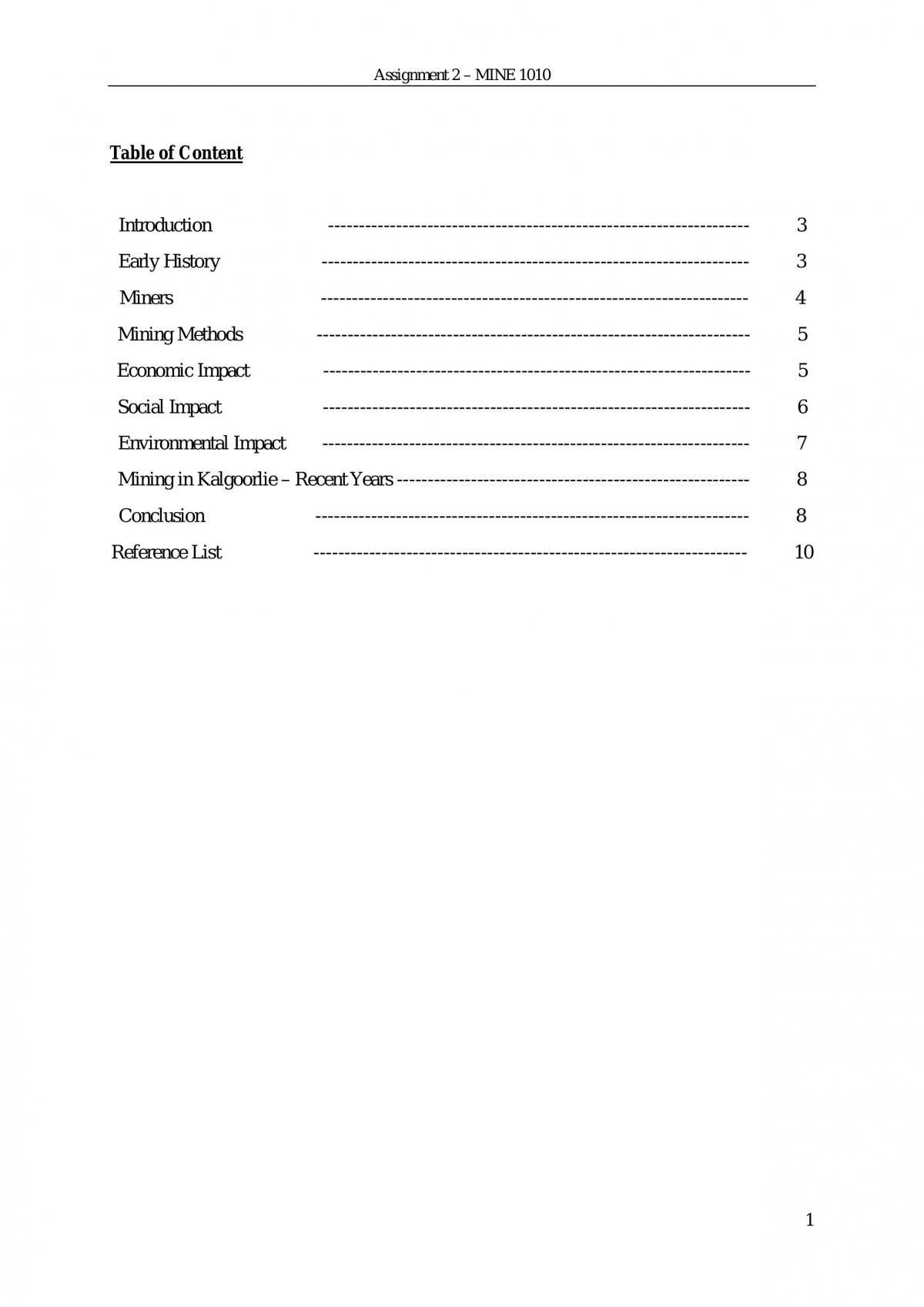 Assignment 2 – MINE 1010 - Page 1