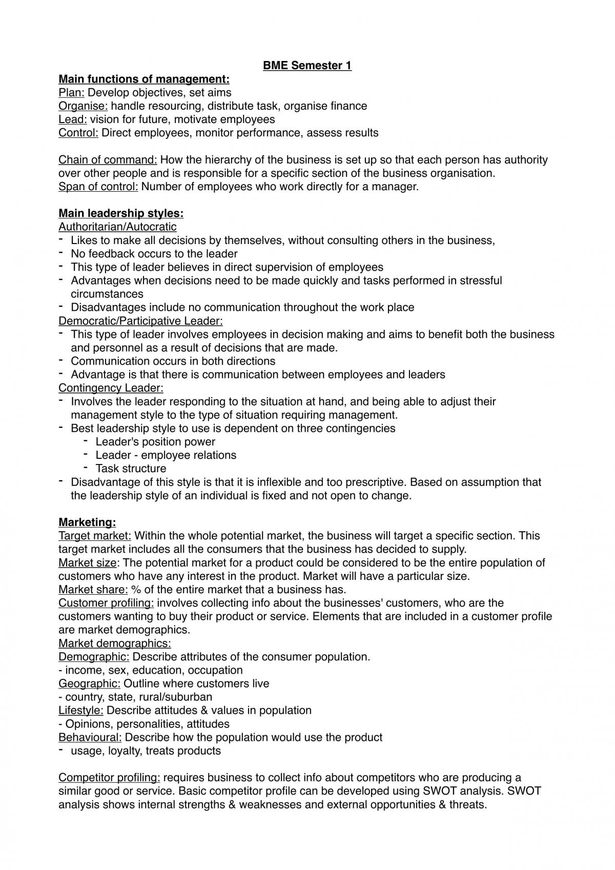 Unit 1&2 BMEA Study Notes - Page 1