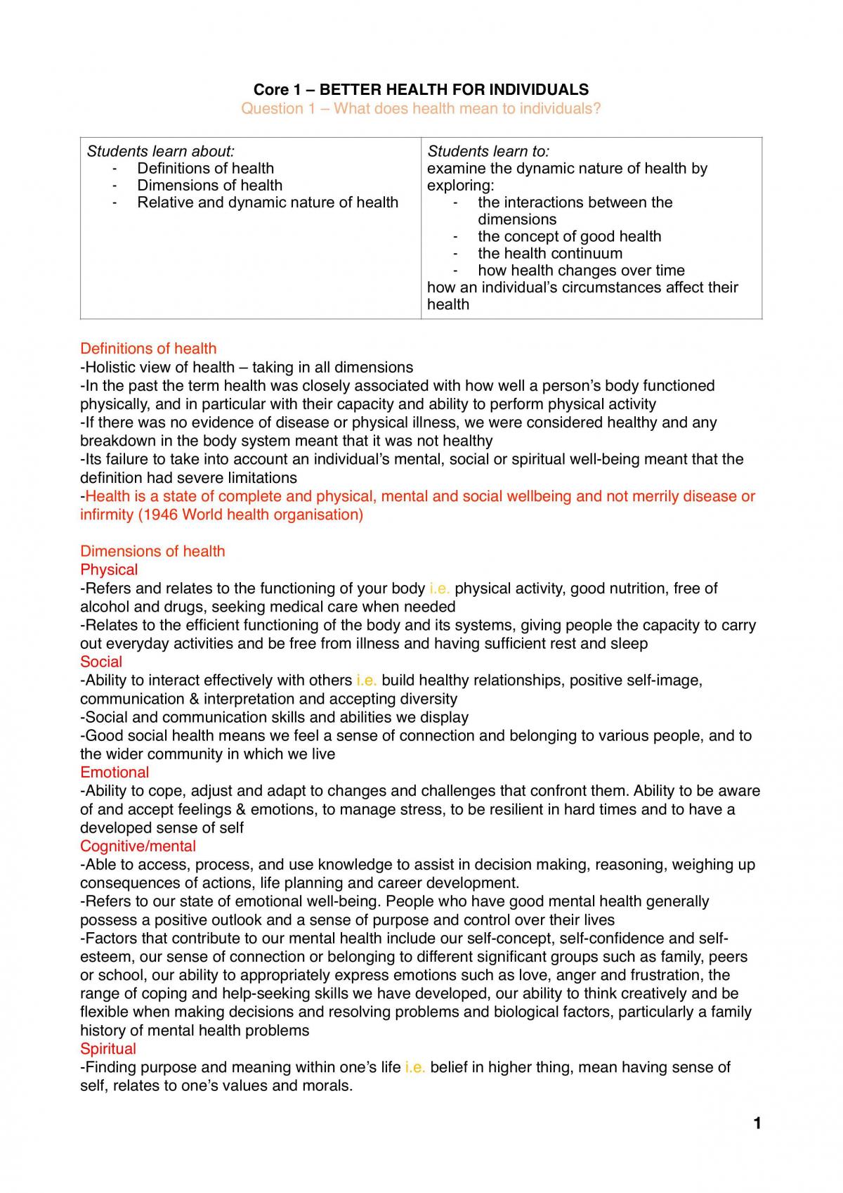 Yr 11 PE Notes - Page 1