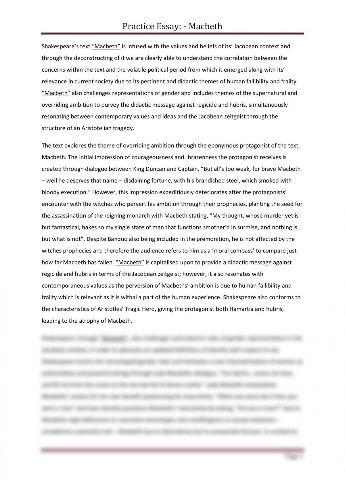 Реферат: MacBeths Ambition Essay Research Paper The thematic