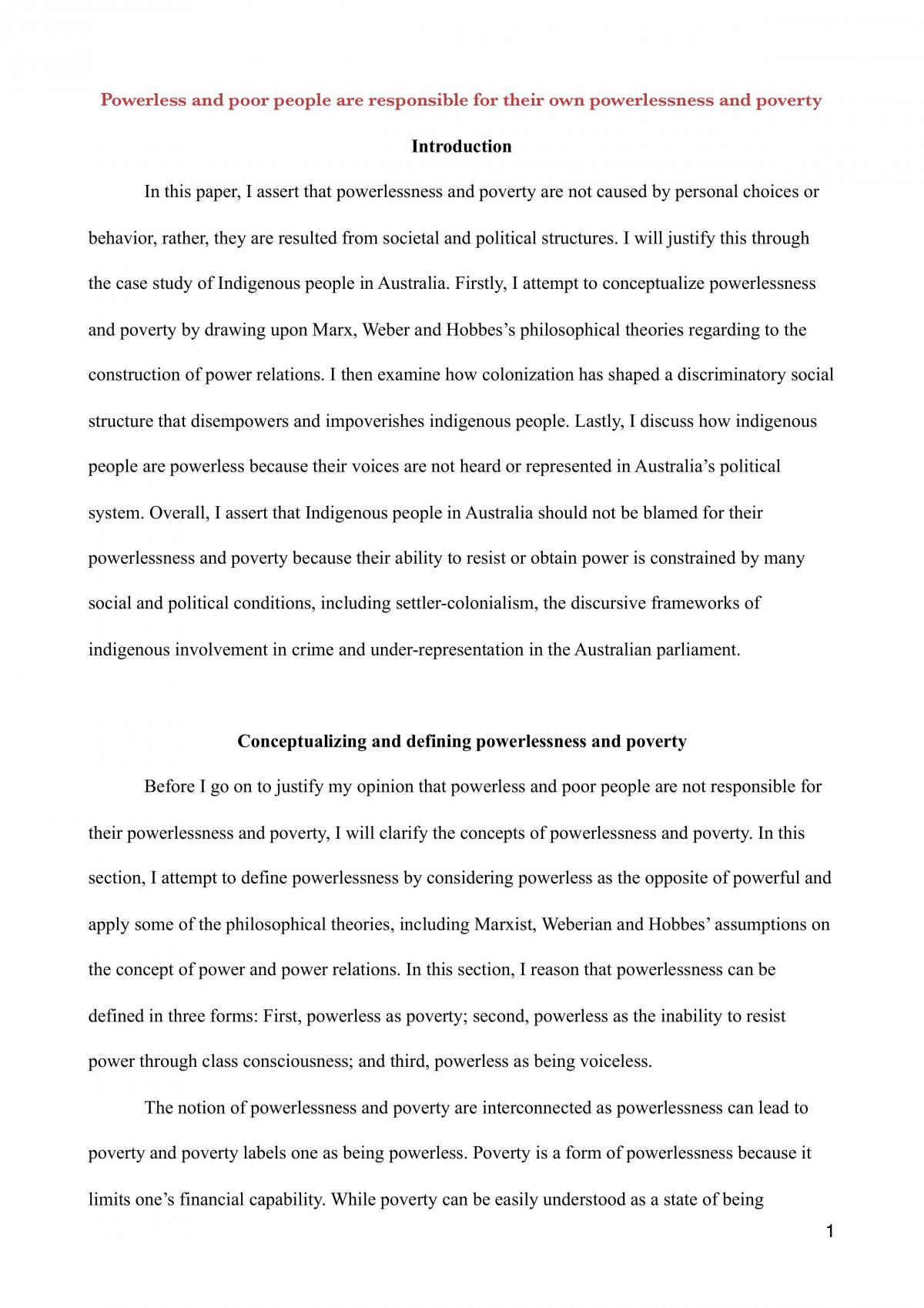 Power Assessment 2 - 2000 words research essay - Page 1