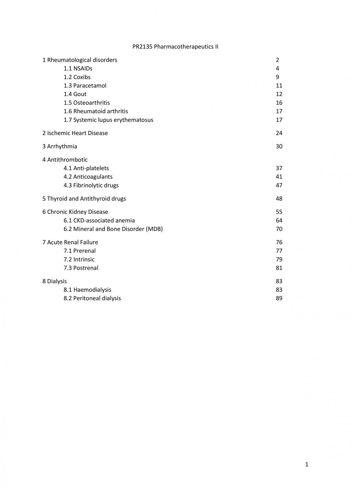 Pharmacotherapeutics II Notes - Page 1