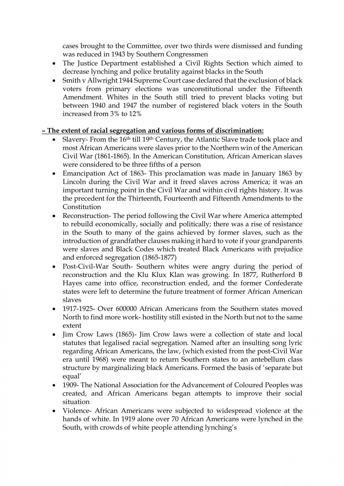 Civil Rights in the USA Complete Notes  - Page 2