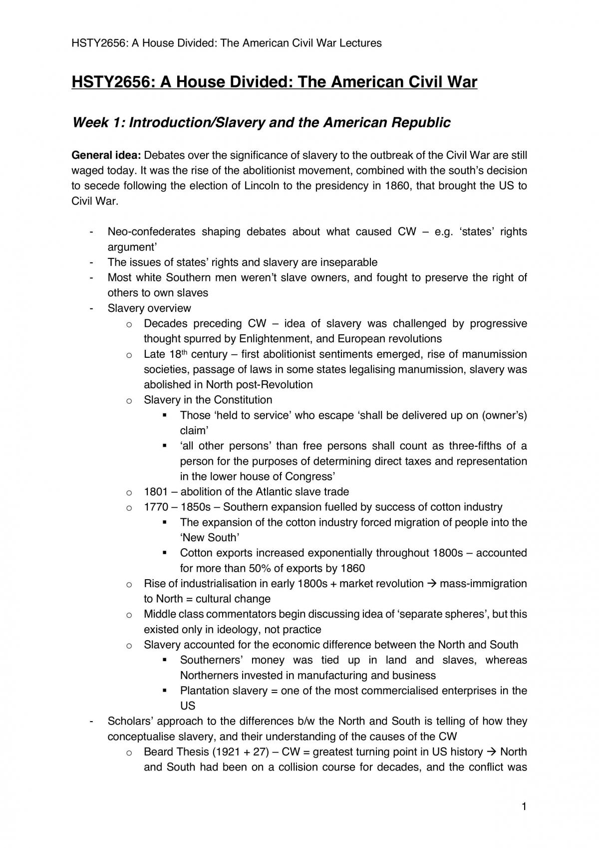 Complete Study/Lecture Notes for HSTY2656 - Page 1