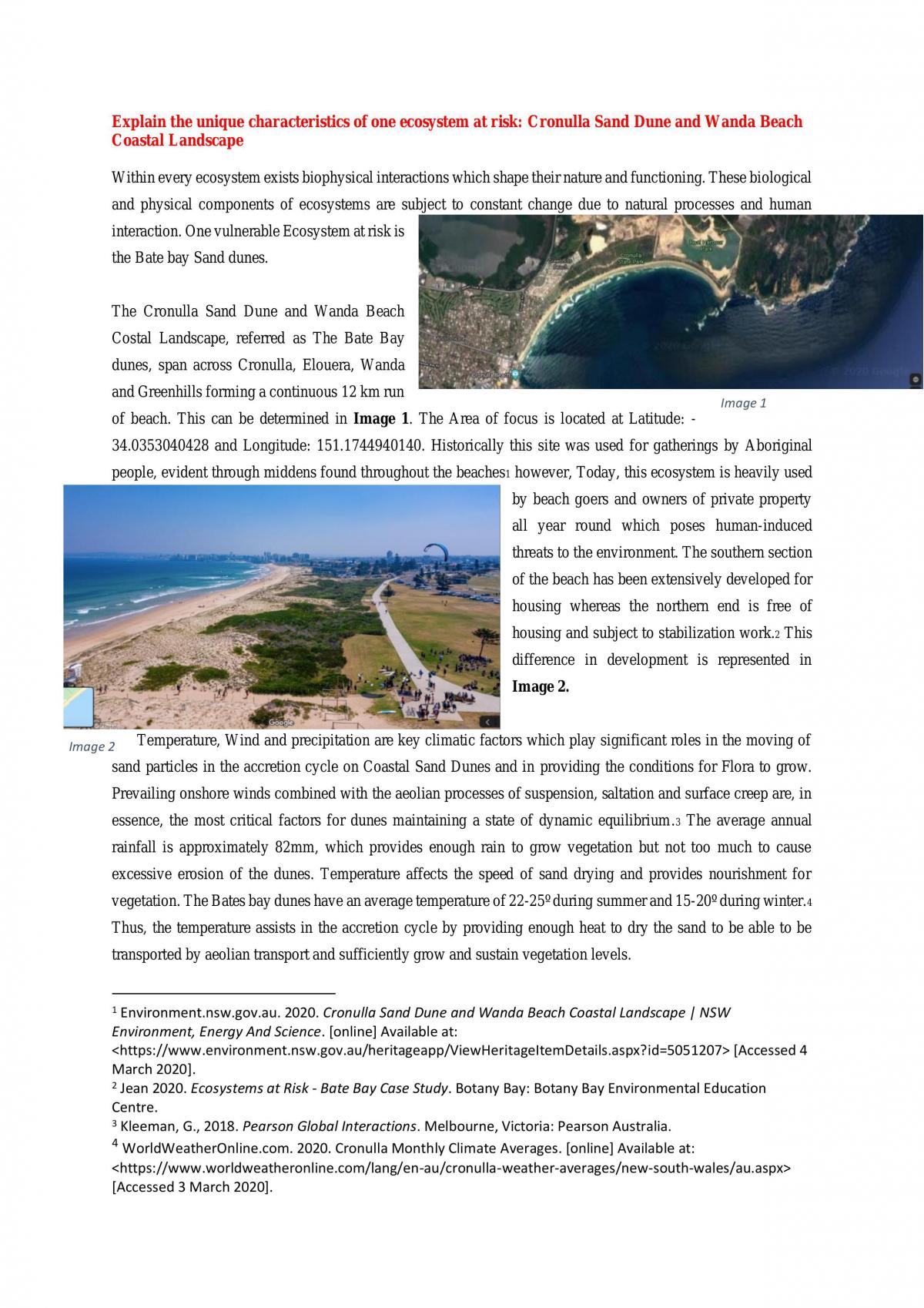 Ecosystem at Risk Essay | Geography - Year 12 HSC | Thinkswap