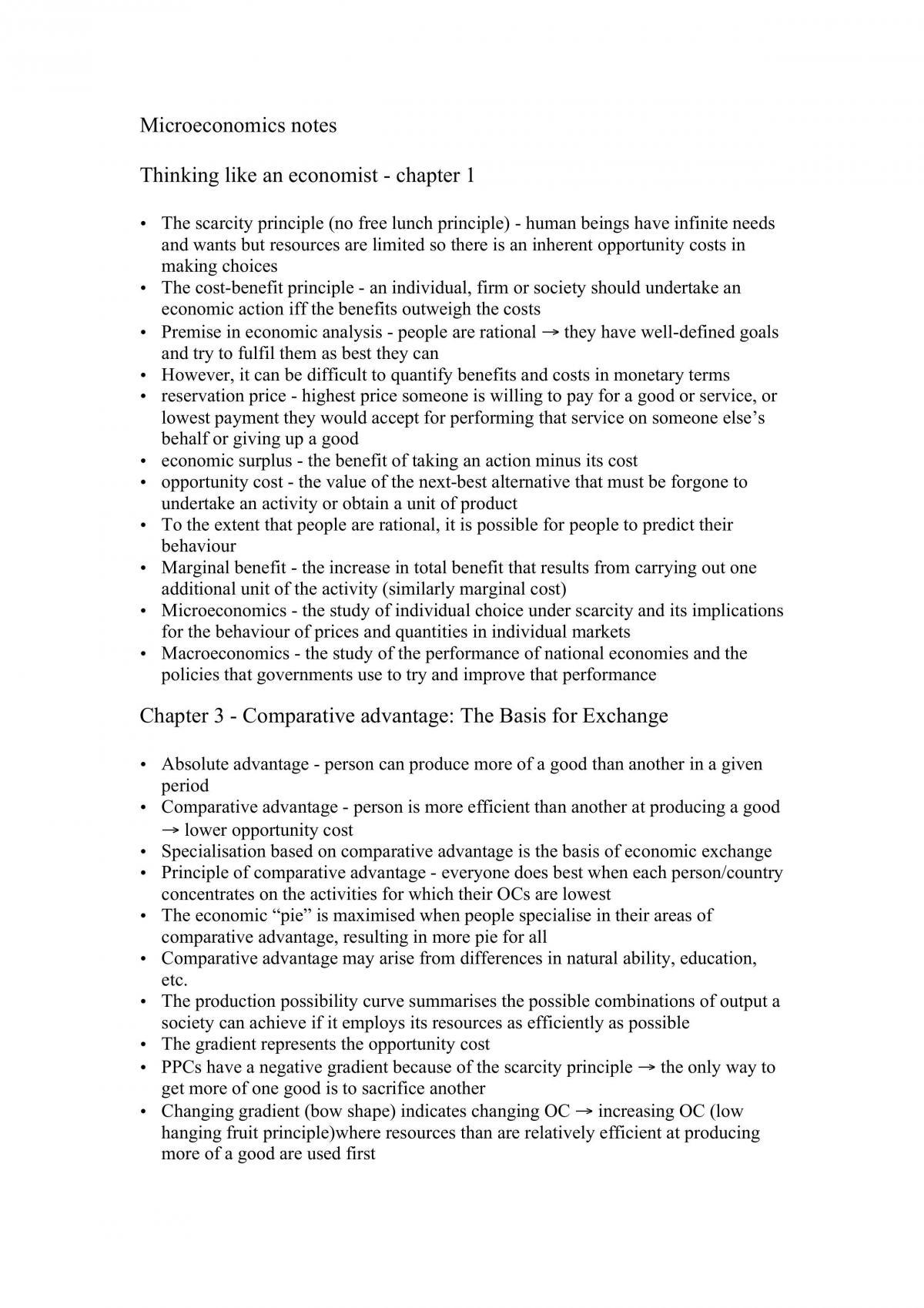 ECON1101 SUMMARY NOTES - Page 1