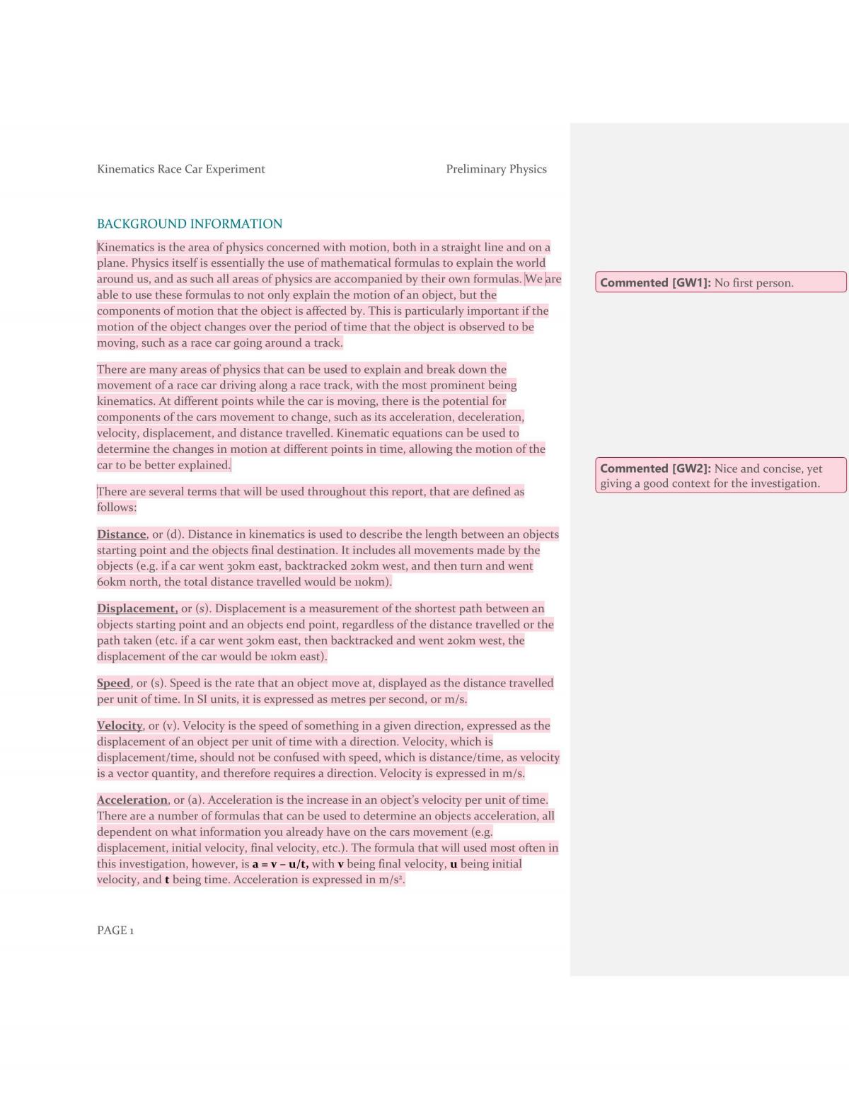Investigation of Kinematics - Page 2