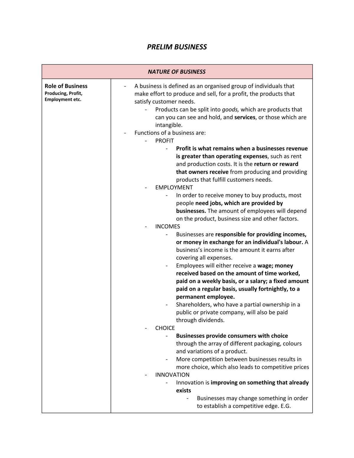 Prelim Business Notes  - Page 1