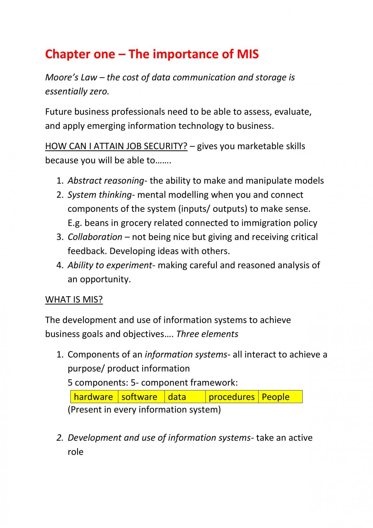 Exam Notes - Chapter Revision  - Page 1