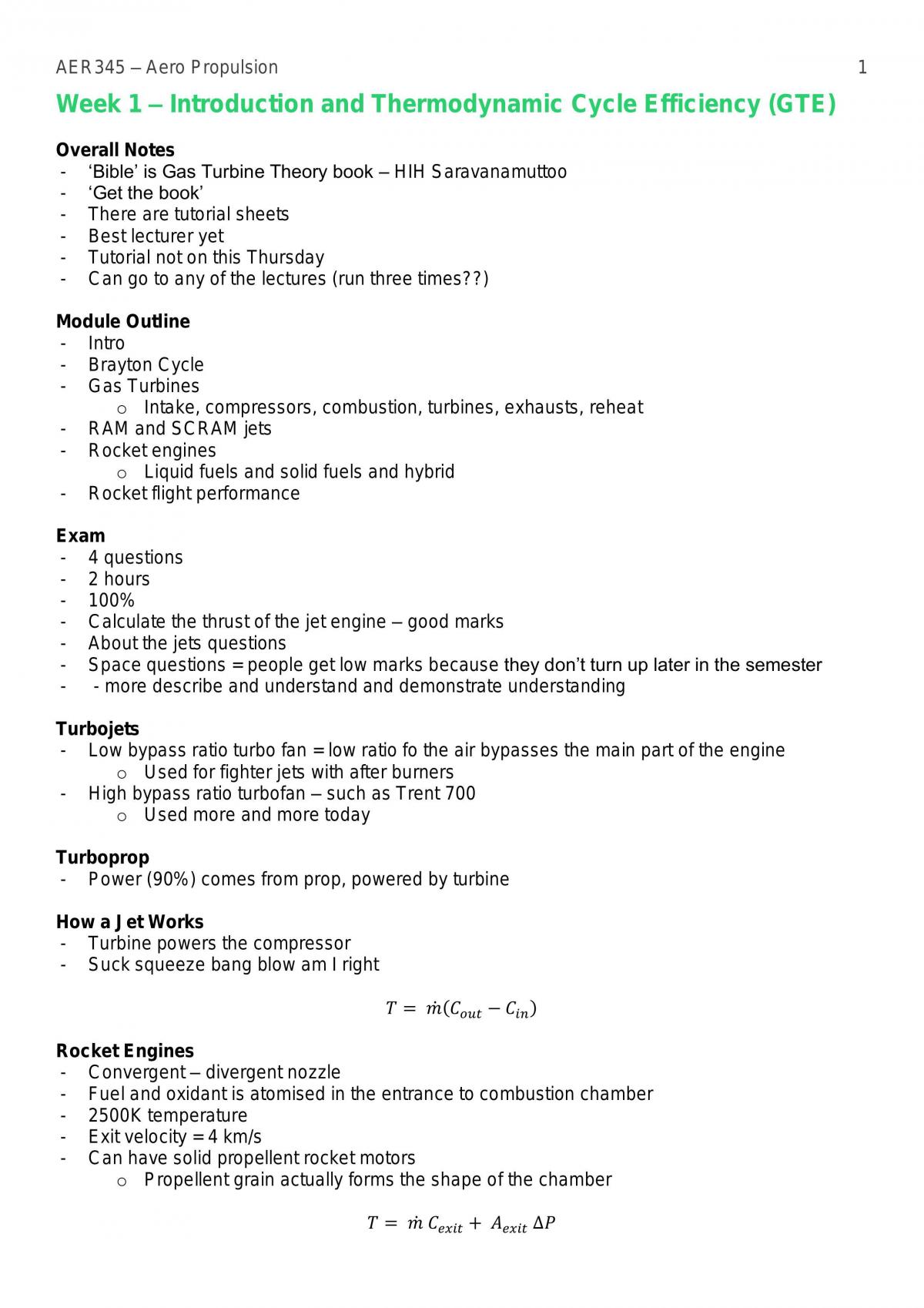 Aero Propulsion Notes - Page 1