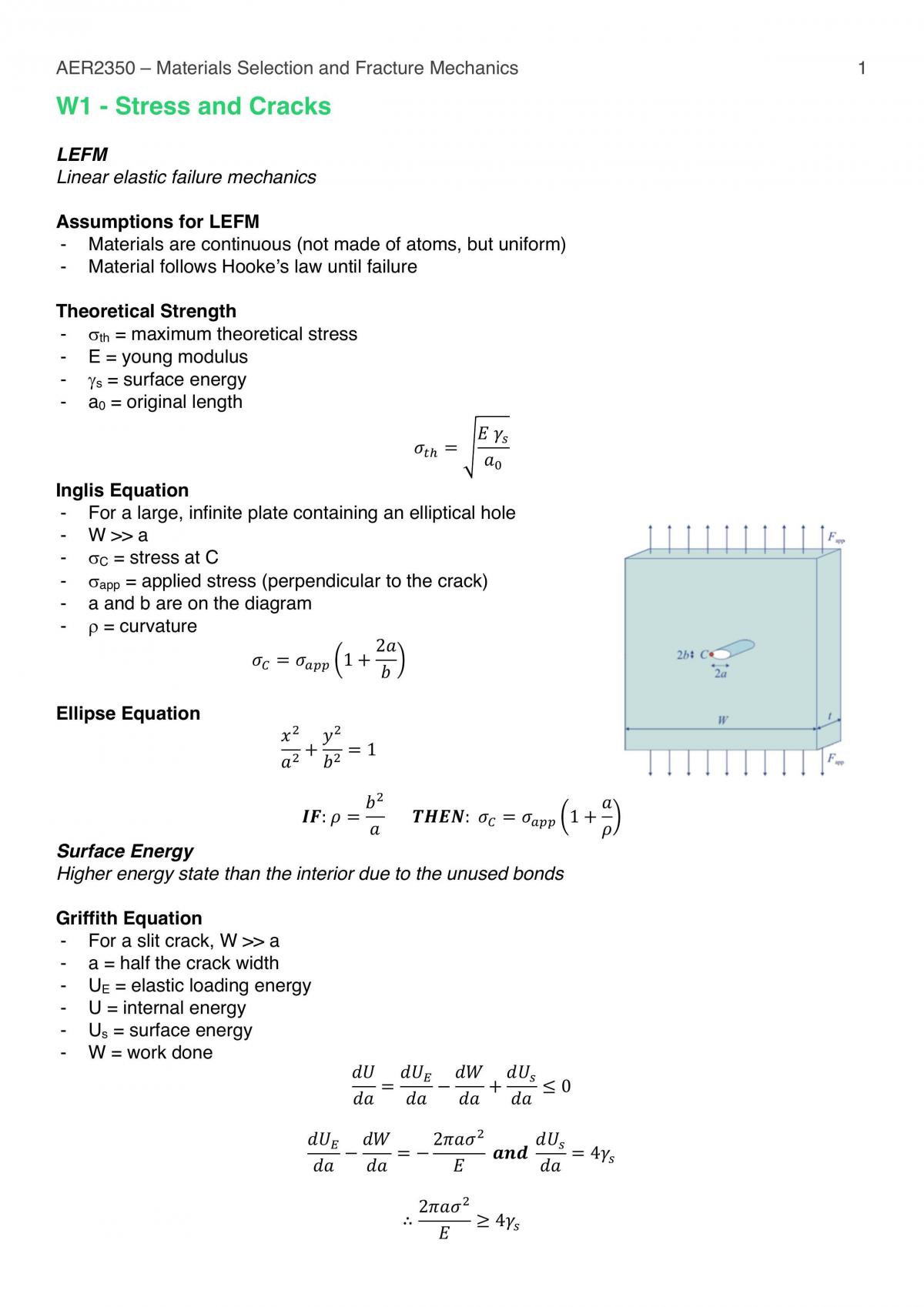 Material Selection & Fracture Mechanics Notes - Page 1