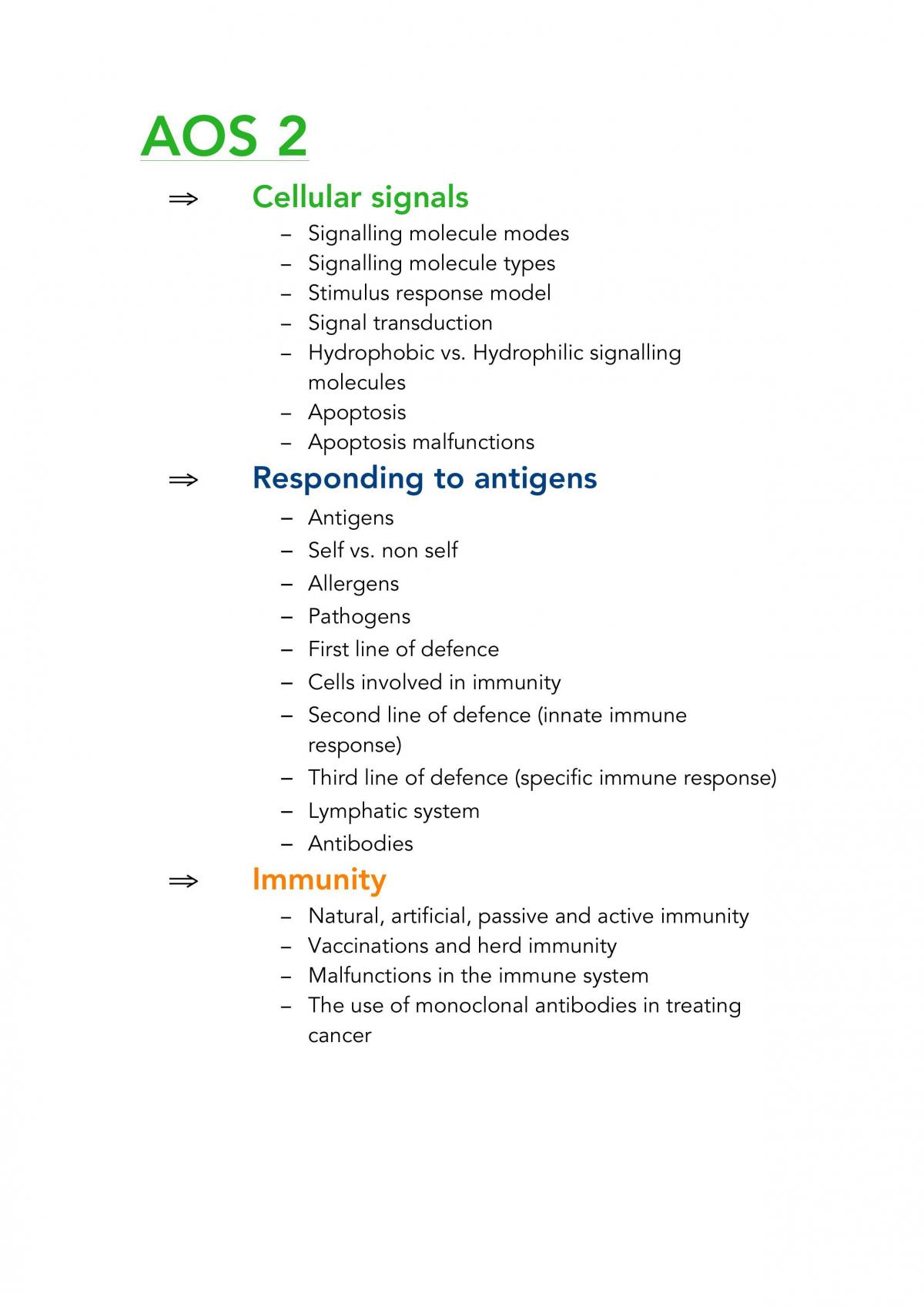 Biology Units 3&4 Notes - Page 1