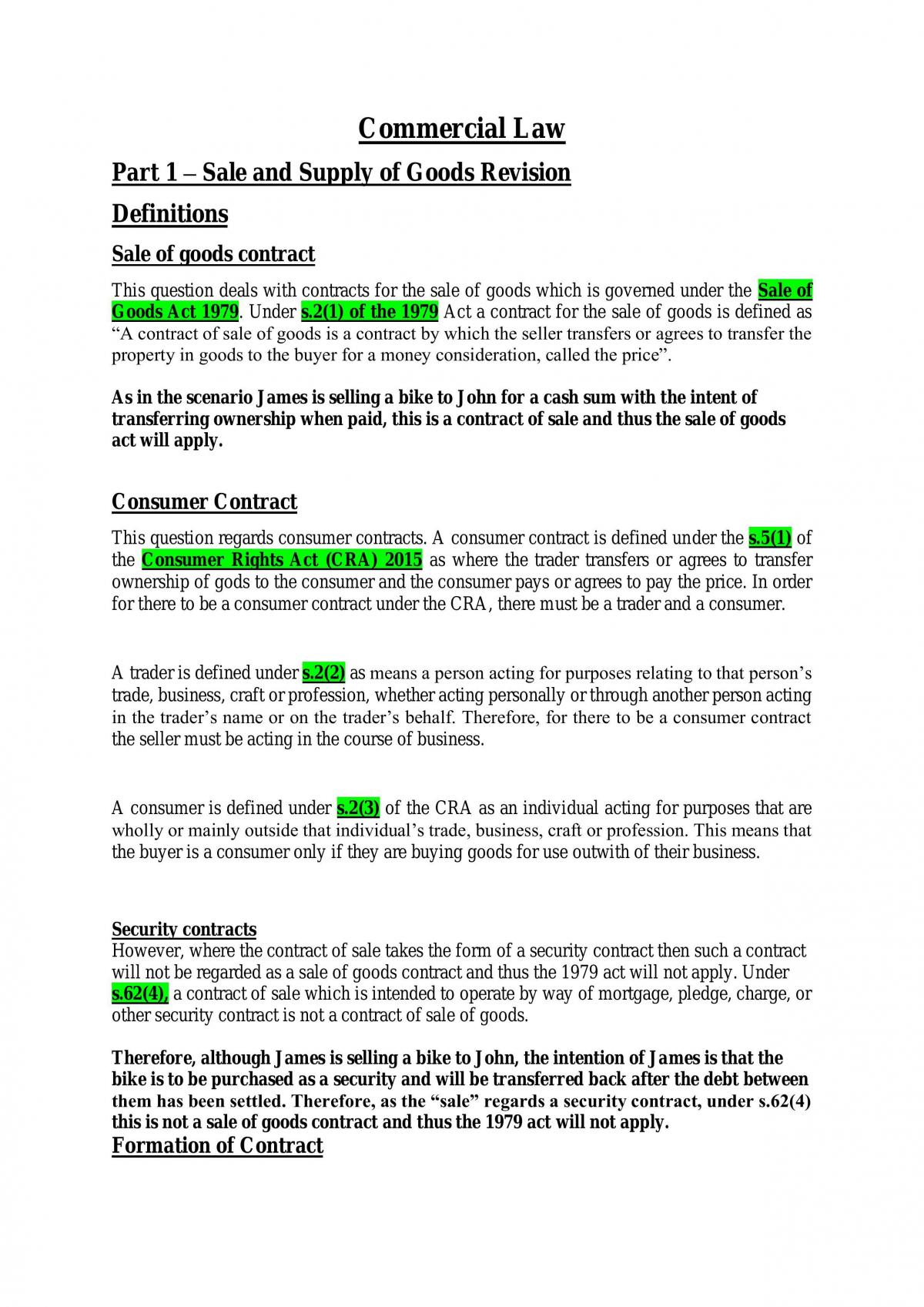 Commercial Law Study Notes - Page 1