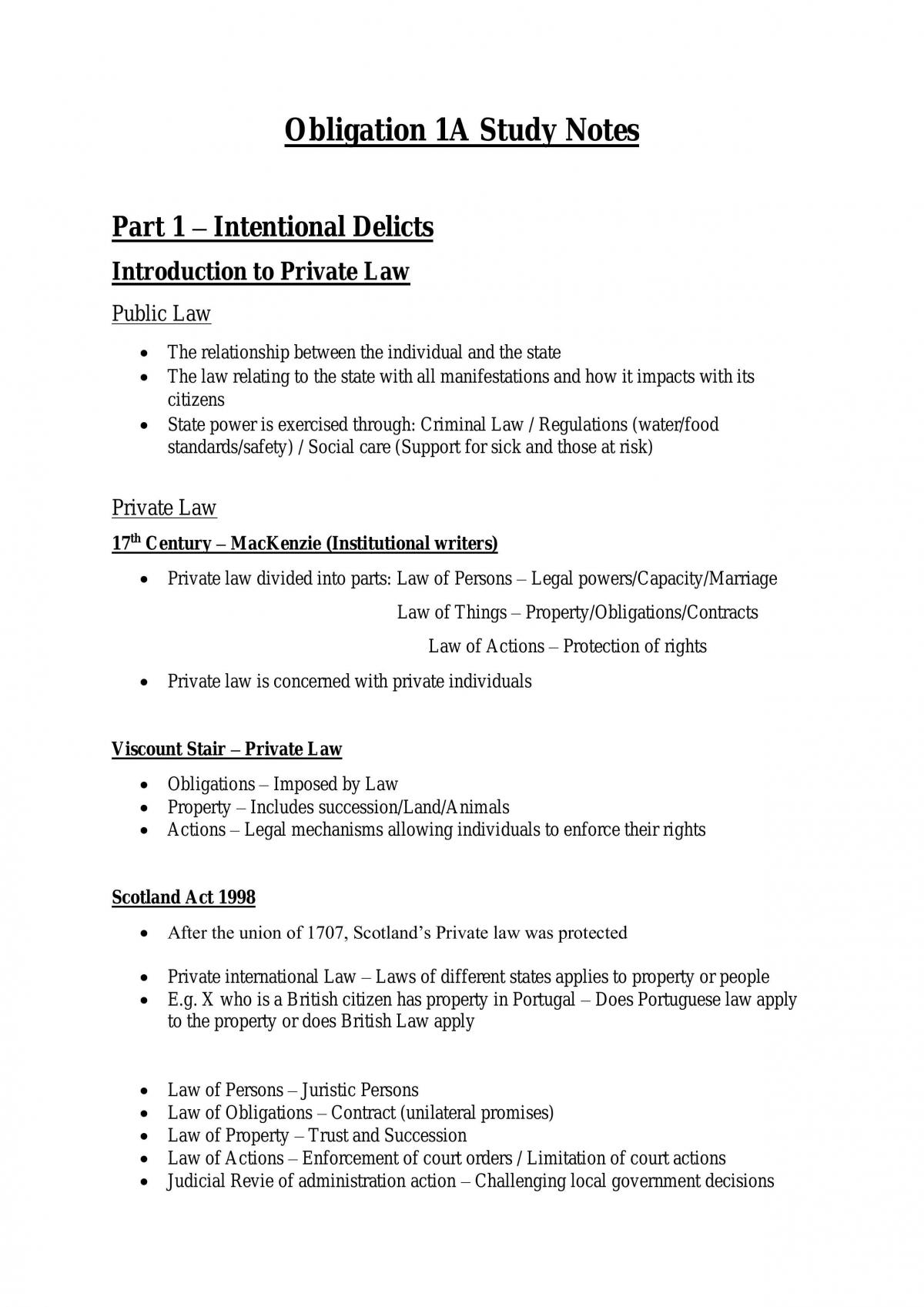Obligations 1A Study Notes - Page 1