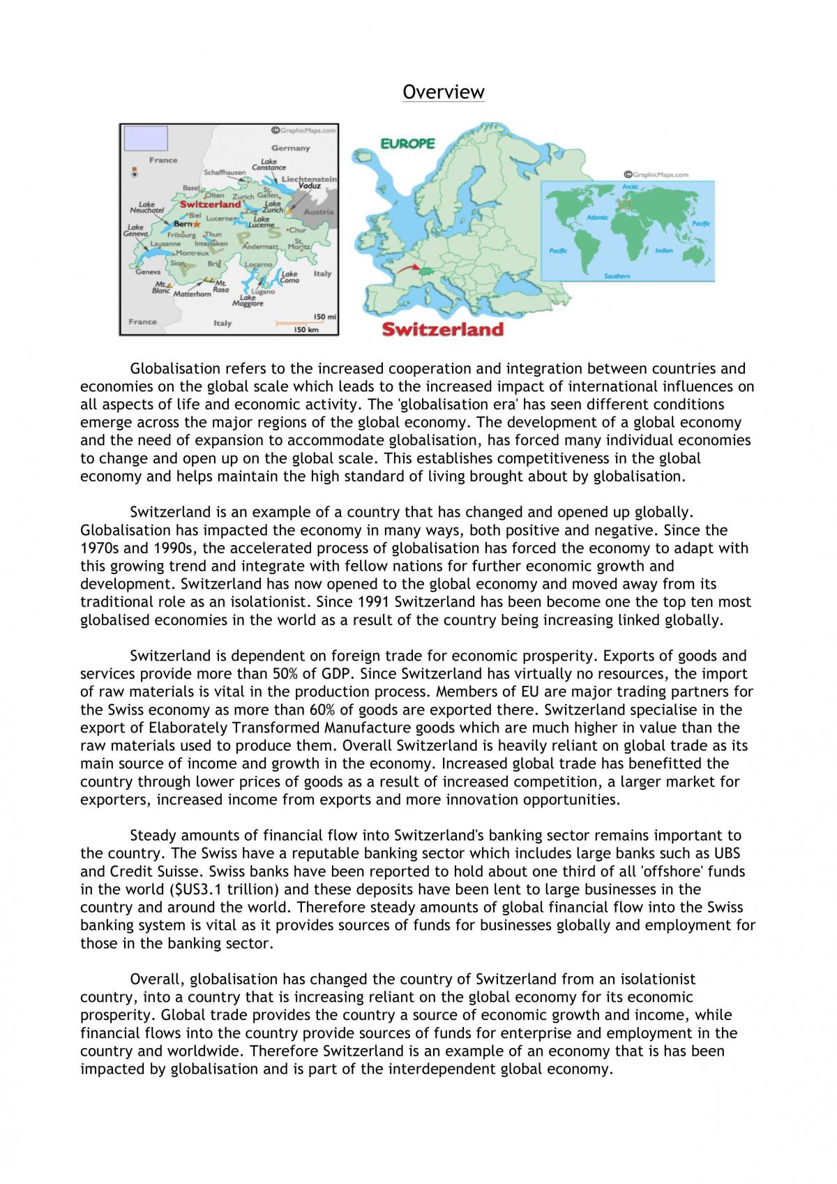 SWTIZERLAND CASE STUDY: ESSAY - Page 1