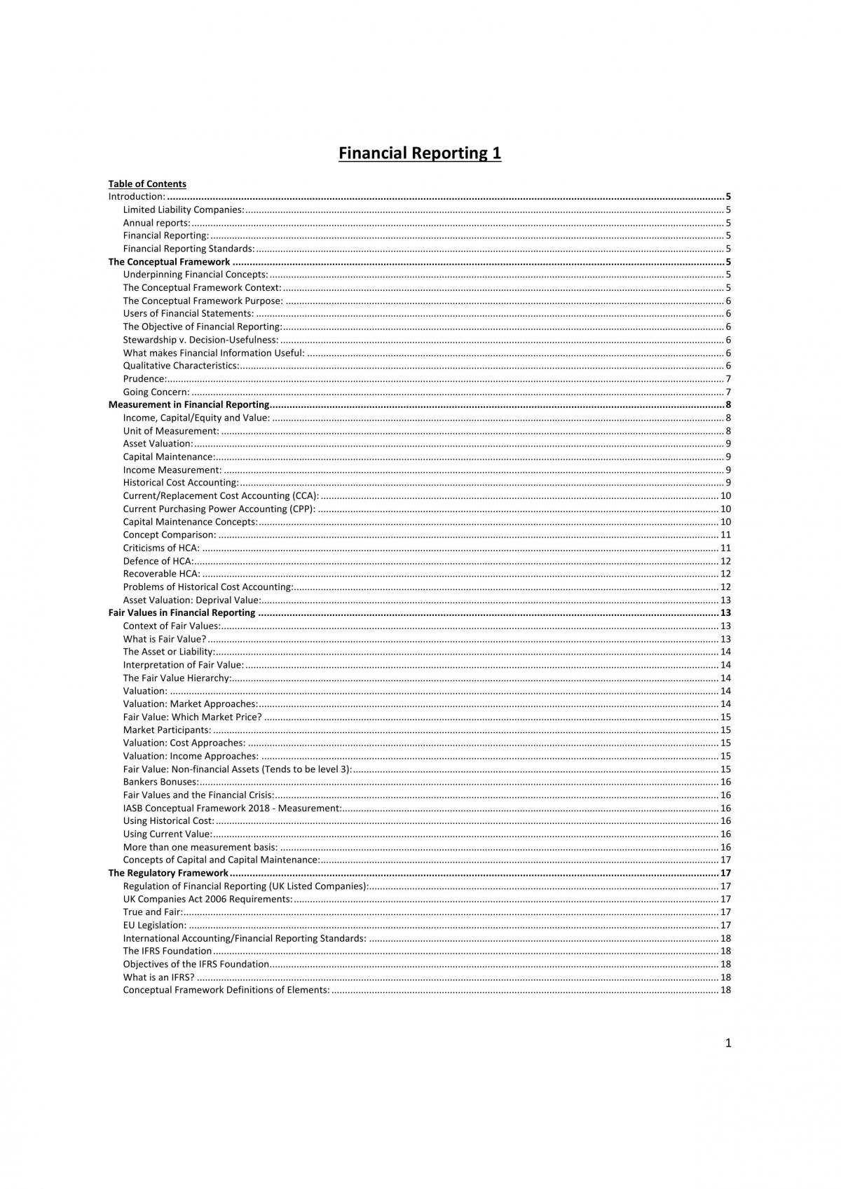 Financial Reporting 1 Notes - Page 1