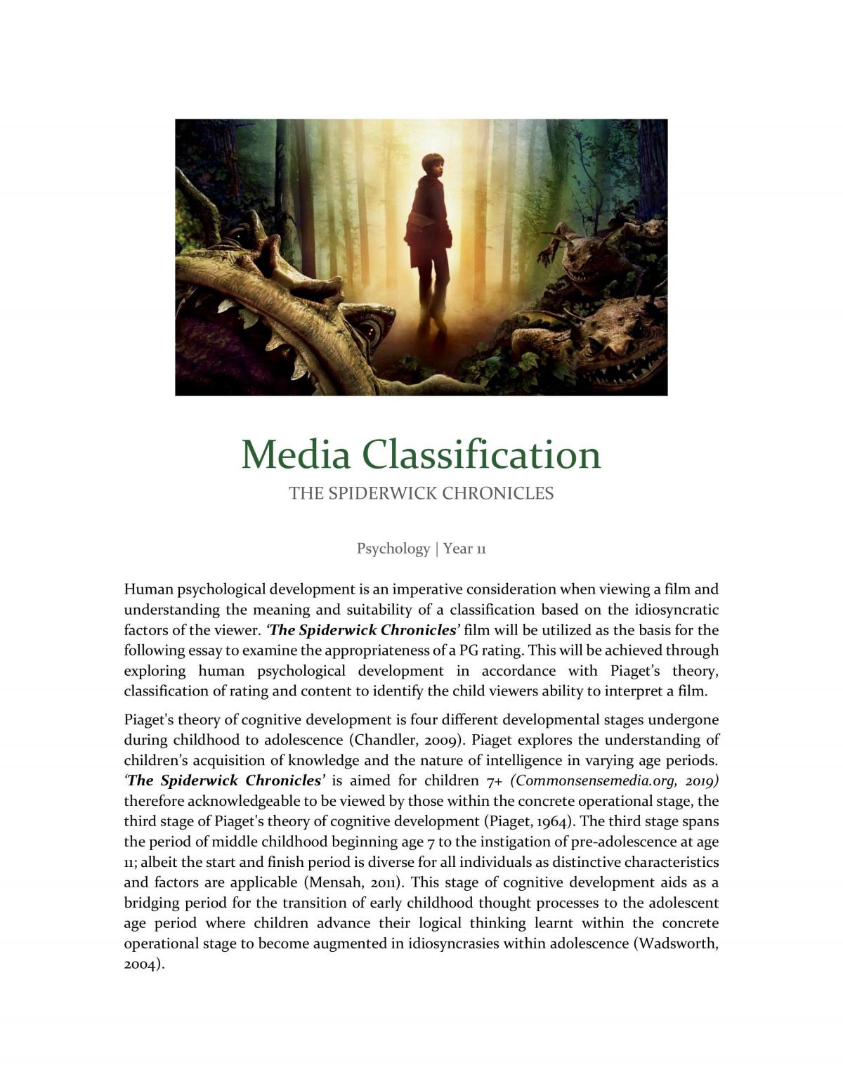 How media classification affects human psychological development - Page 1