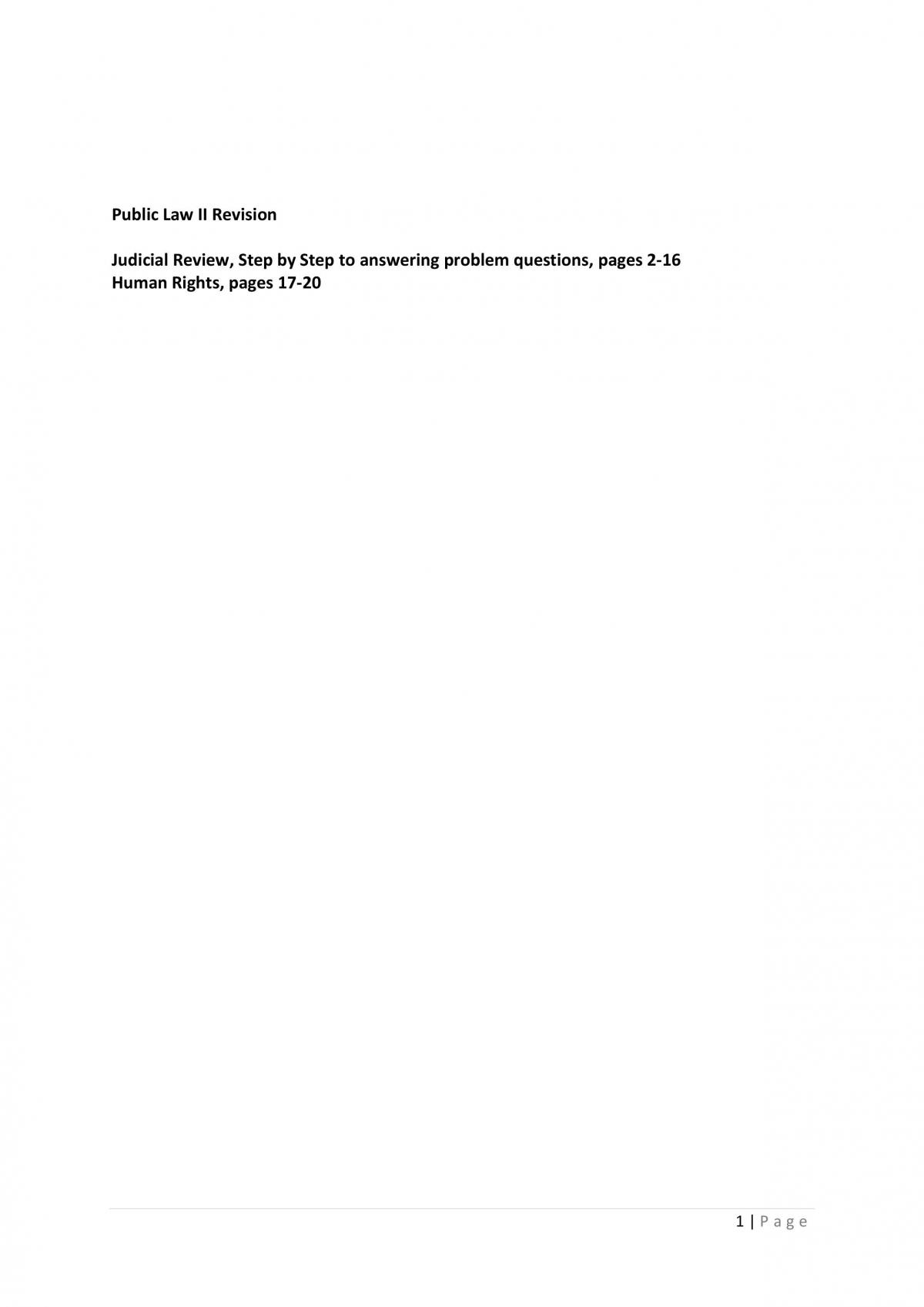 Public Law II Judical Review and Human Rights guide - Page 1