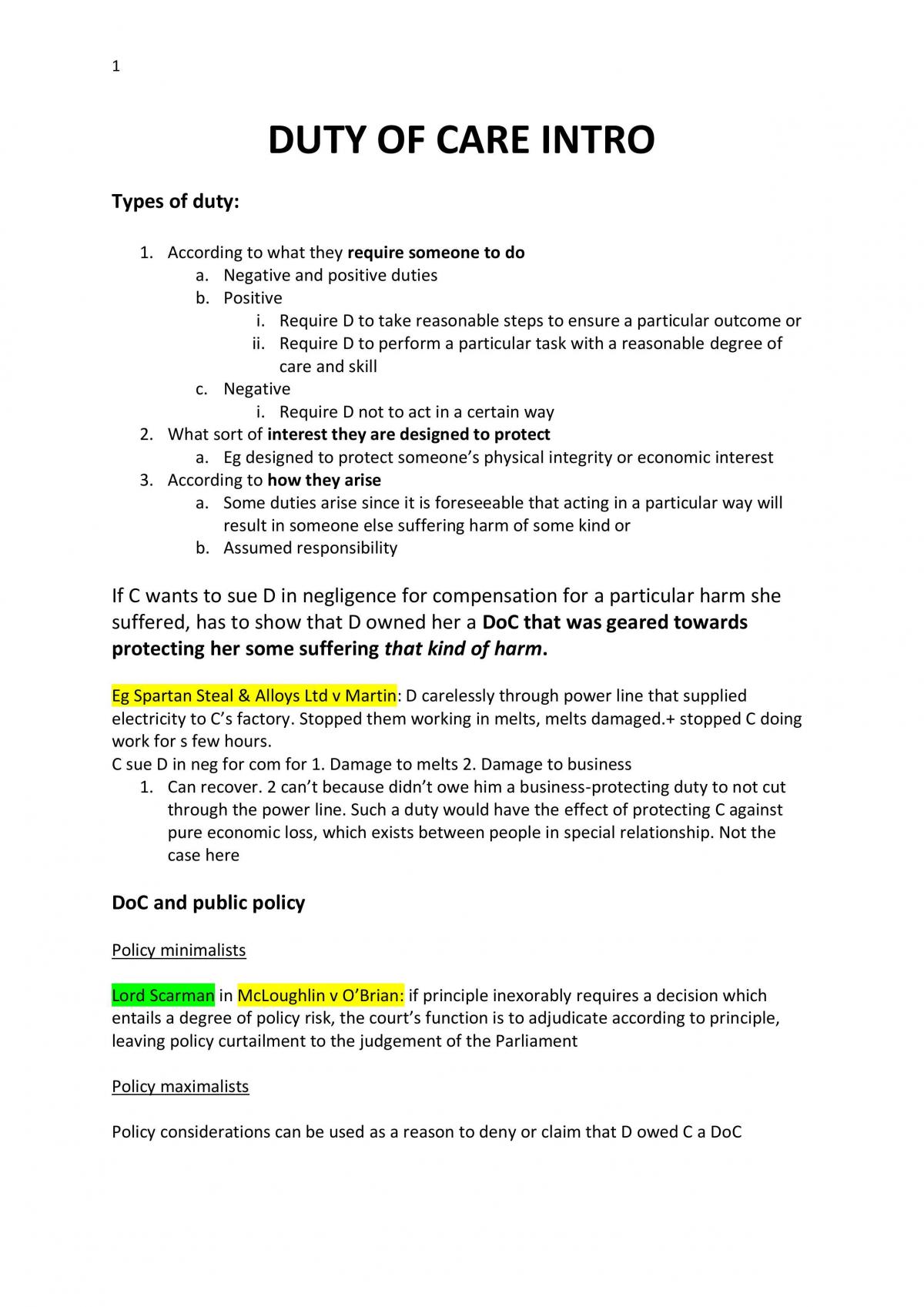 Tort Law Full Notes - Page 1