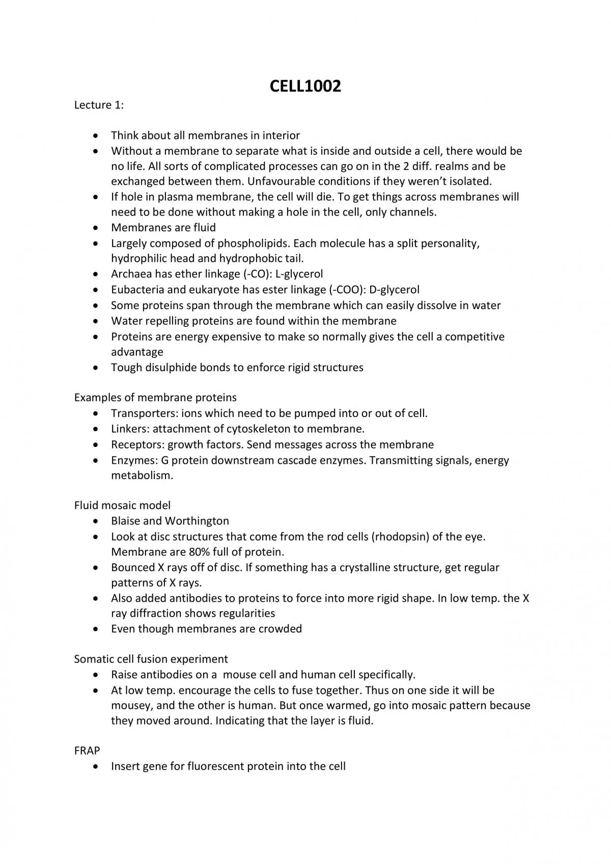 Introduction to Cell Biology Notes - Page 1