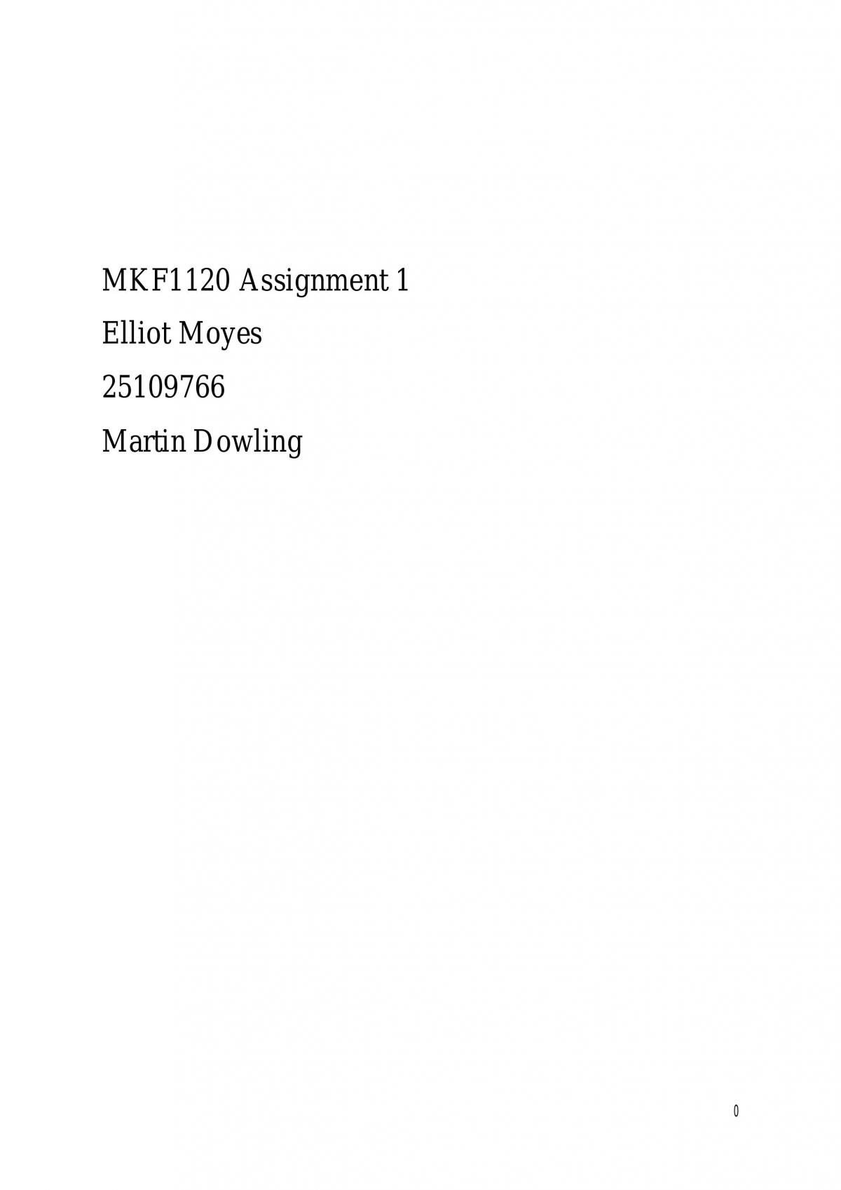 Marketing Assignment - Page 1