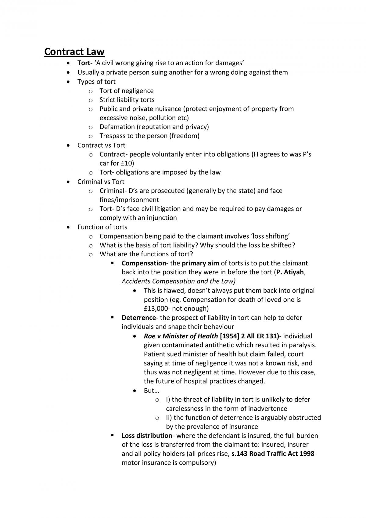 Law of Tort Full Notes - Page 1