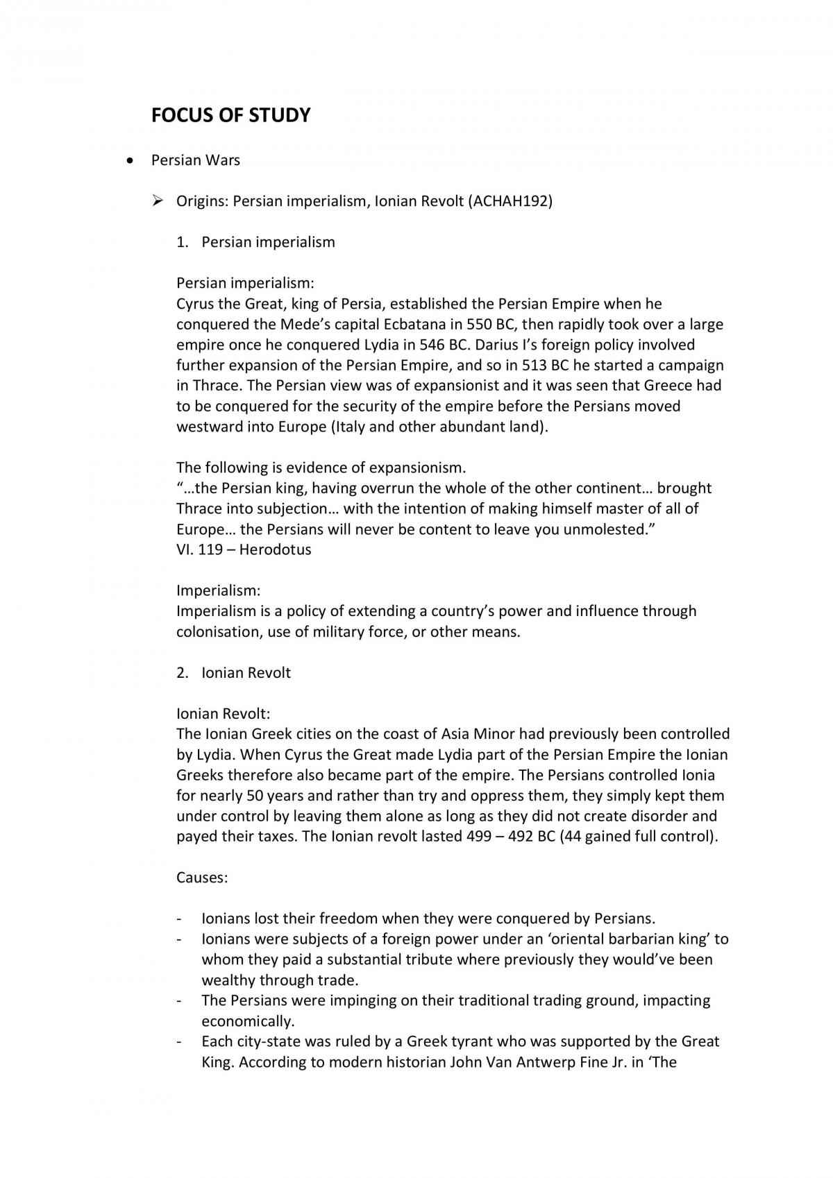 Focus Study: Persian Wars - Page 1