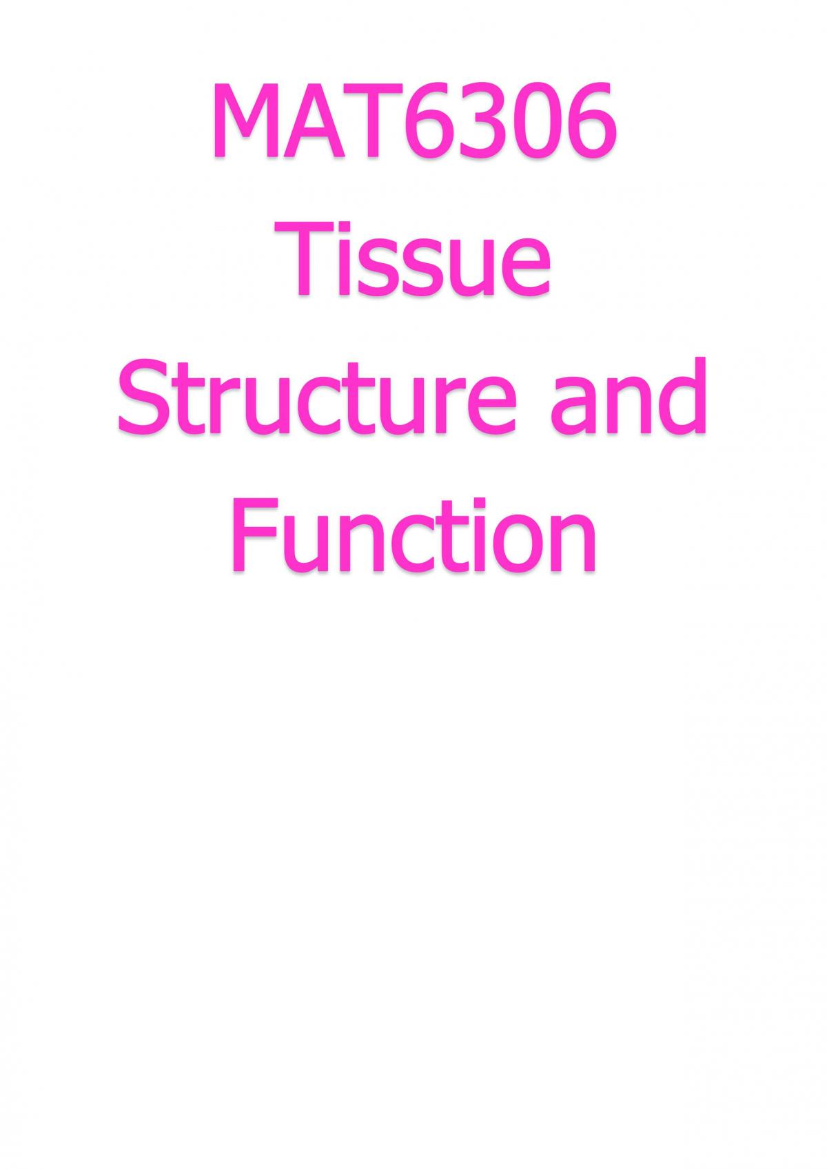 Tissue Structure and Function Study Notes - Page 1