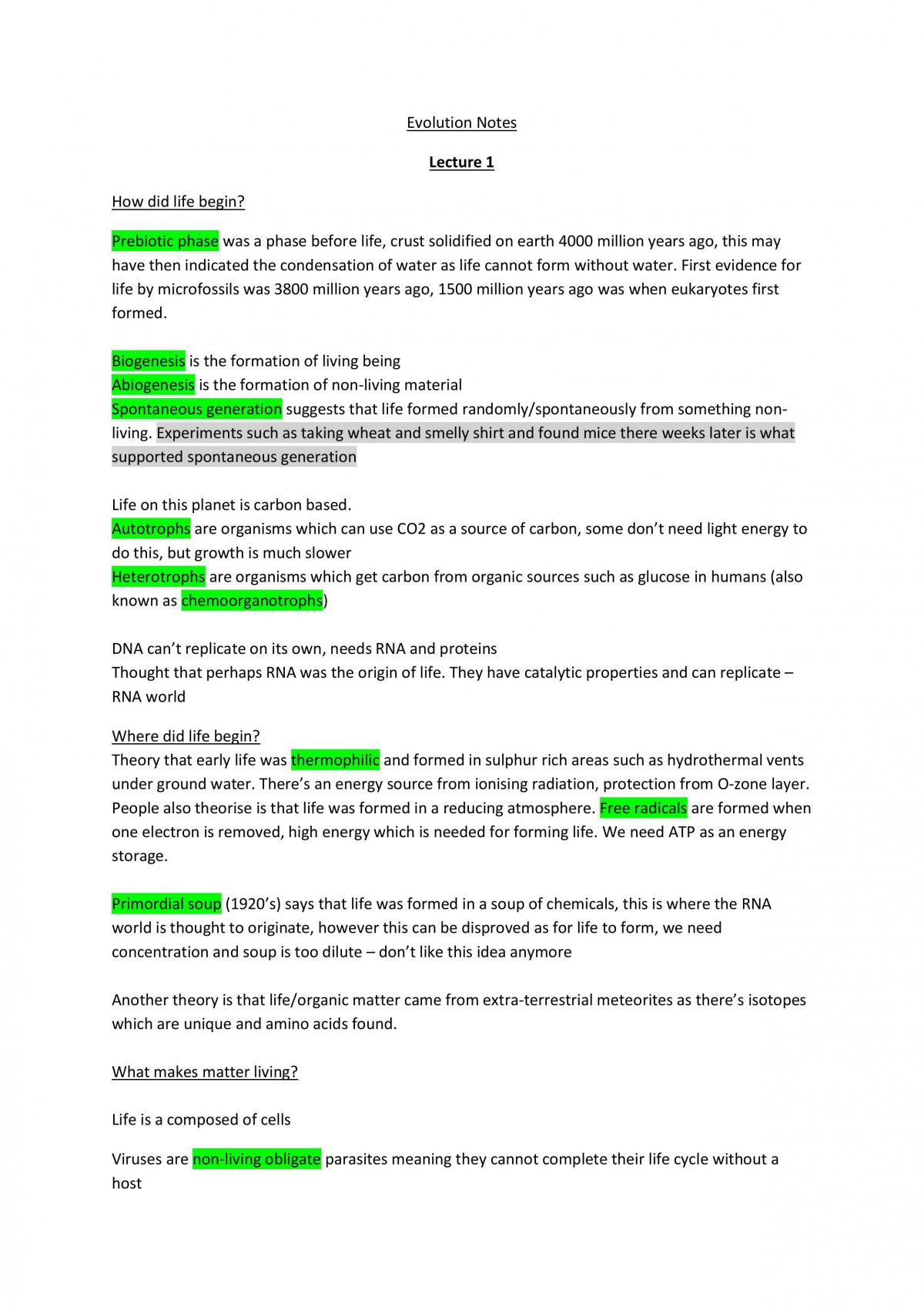 LIFE103 Evolution Complete Study Notes | LIFE103 - Evolution & Biodiversity  - Liverpool | Thinkswap