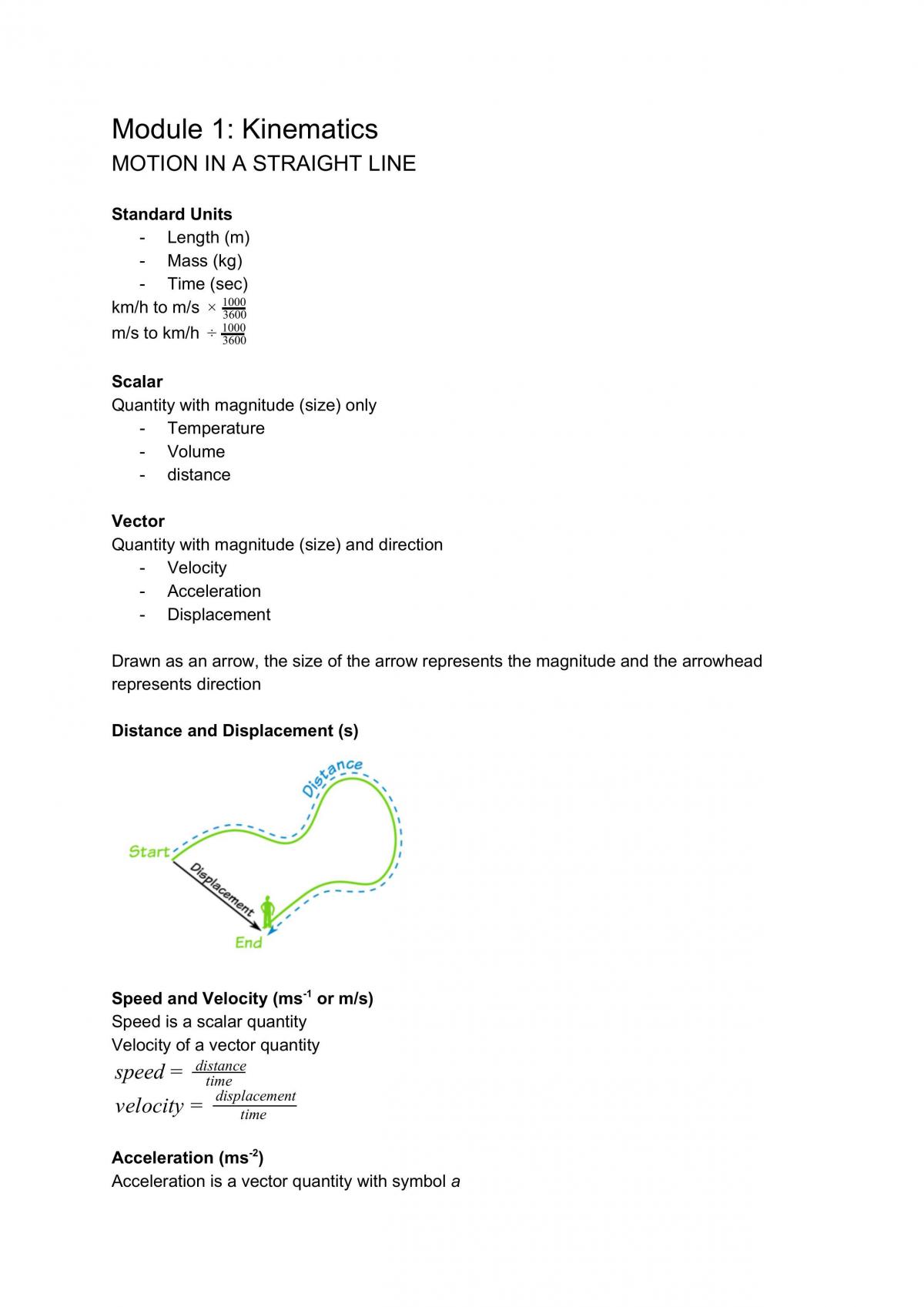 Physics Year 11 Complete Syllabus Notes/Summary - Page 1