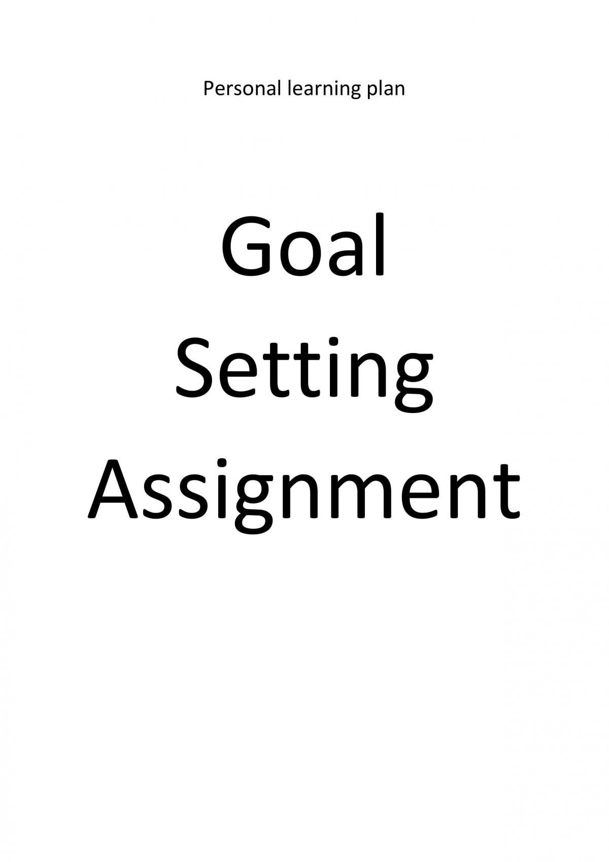 Stage 1 Personal Learning Plan- Goal Setting  - Page 1