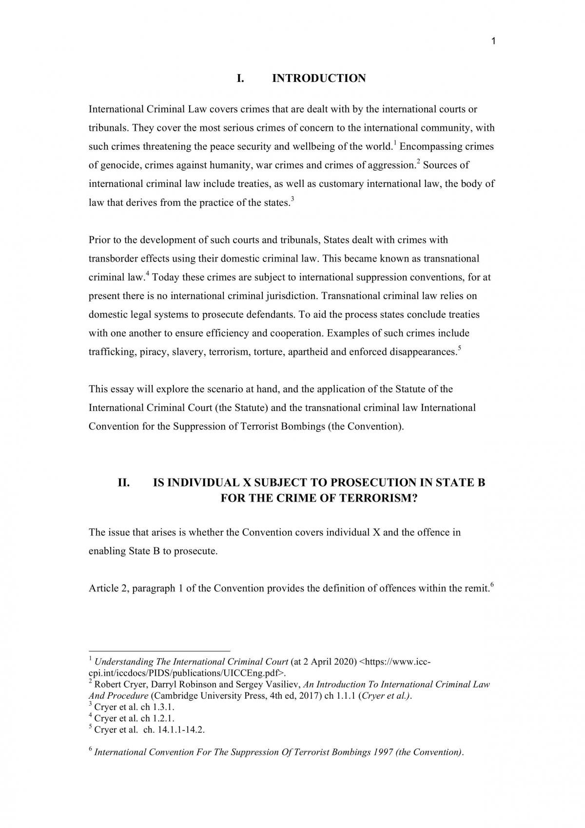 International Criminal Law - Assignment 1  - Page 1