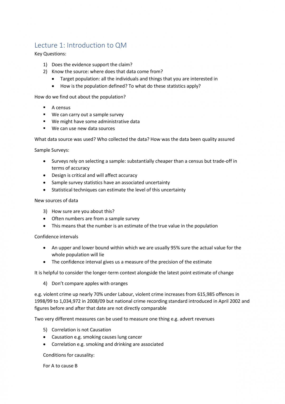 Quantitative methods revision notes - Page 1