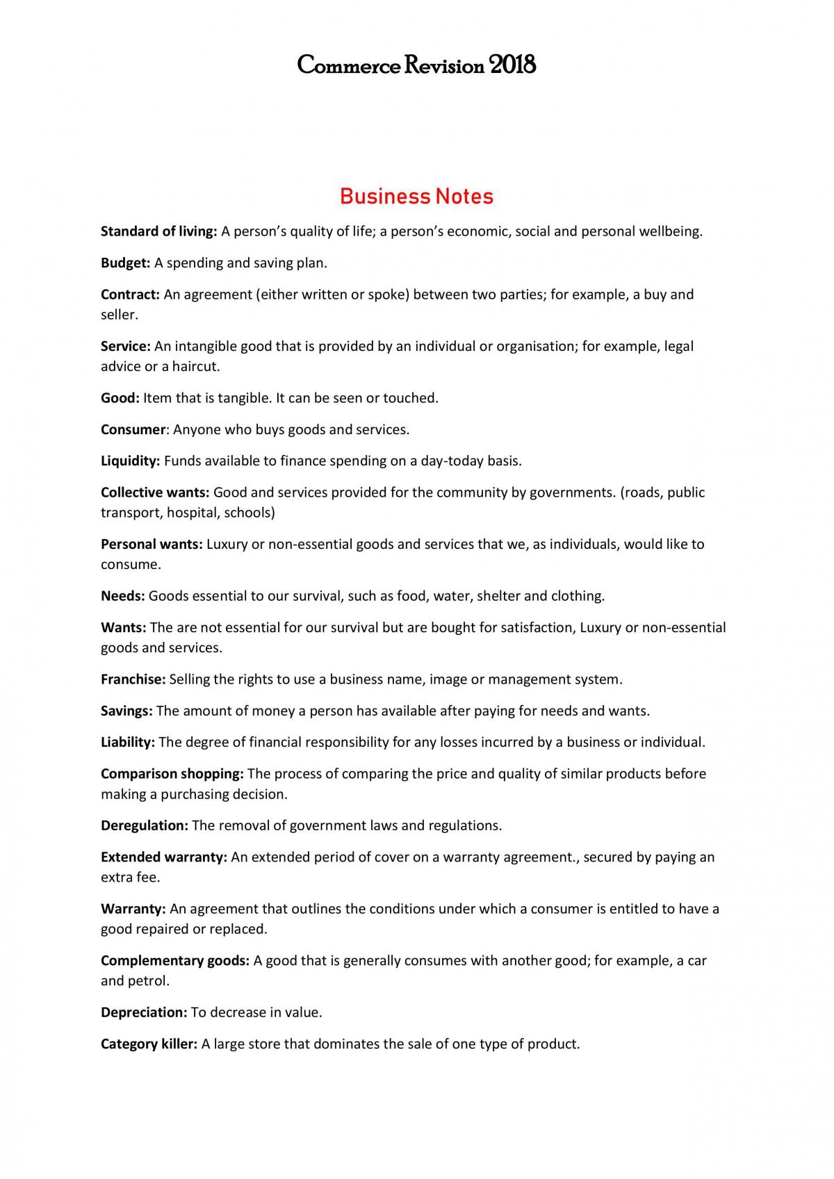 Business Notes  - Page 1