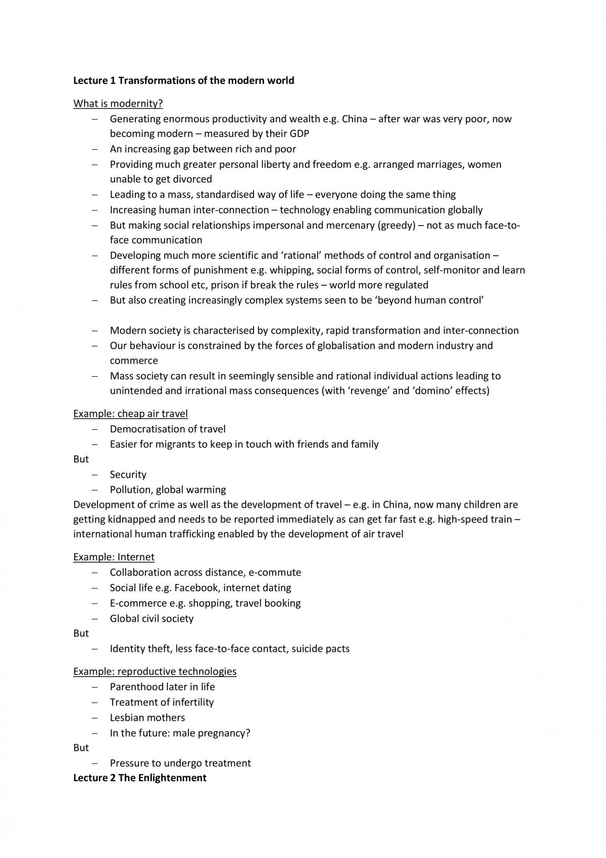 Transformations of the Modern World full notes - Page 1