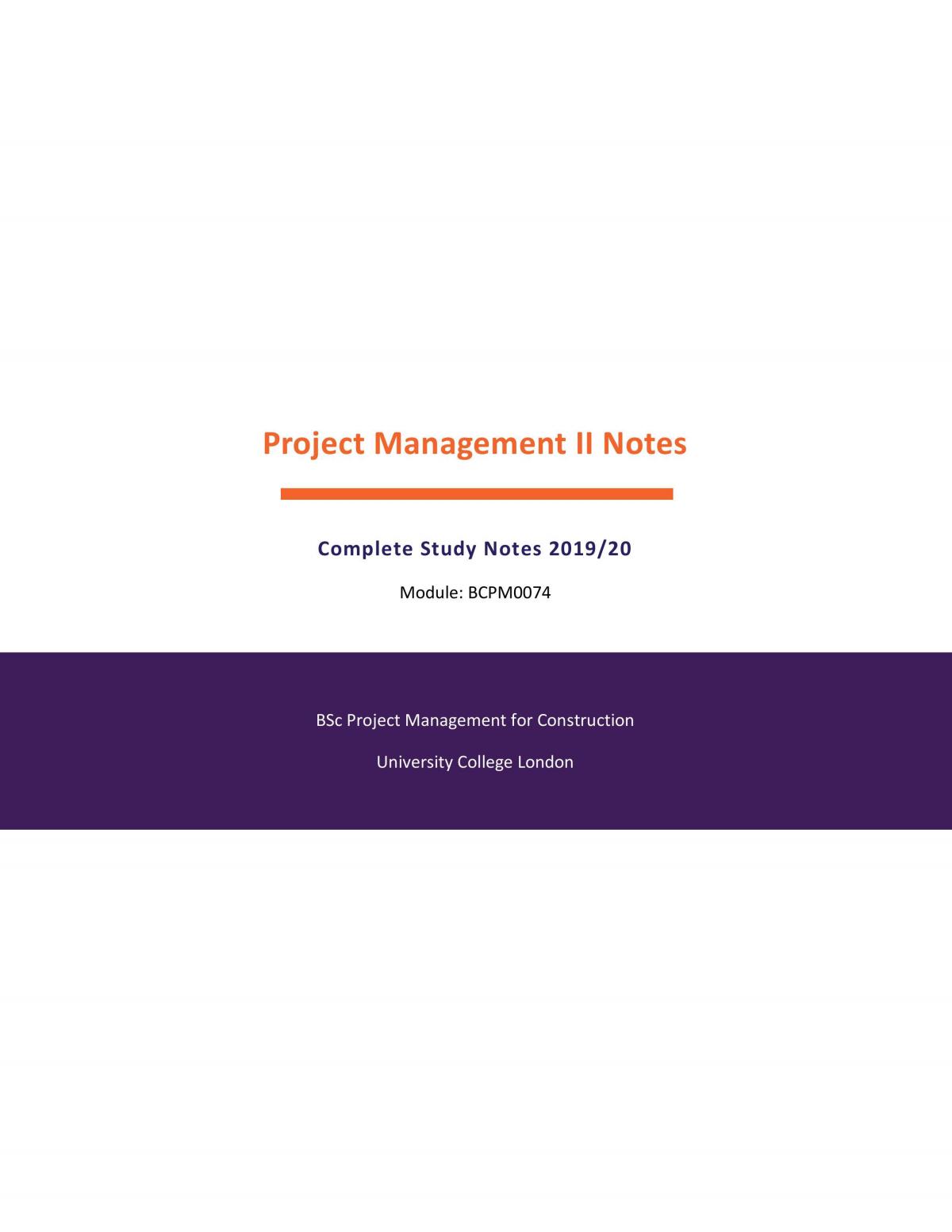 Project Management 2 Complete Study Notes - Page 1