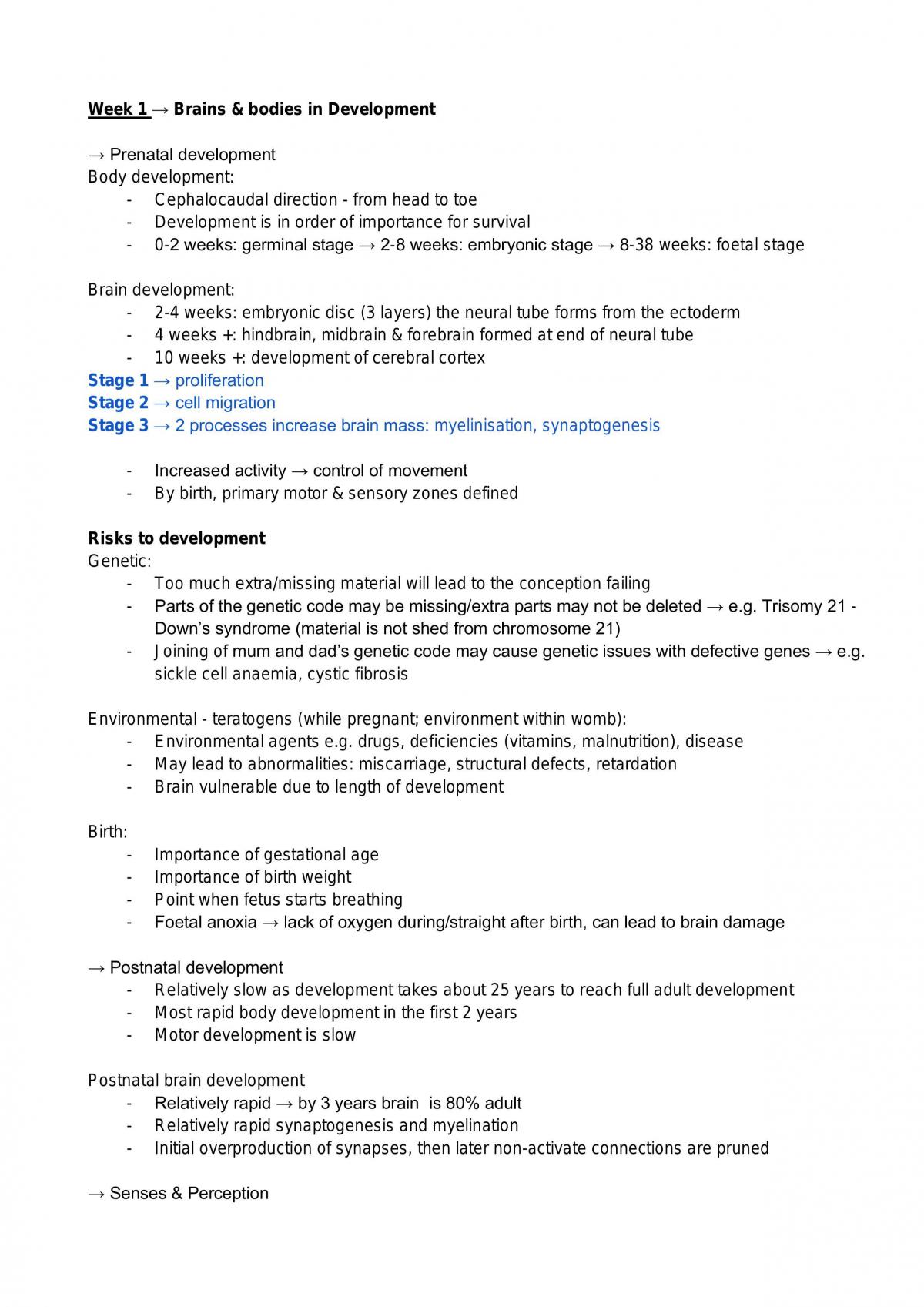 PS218 Developmental Psychology Notes - Page 1