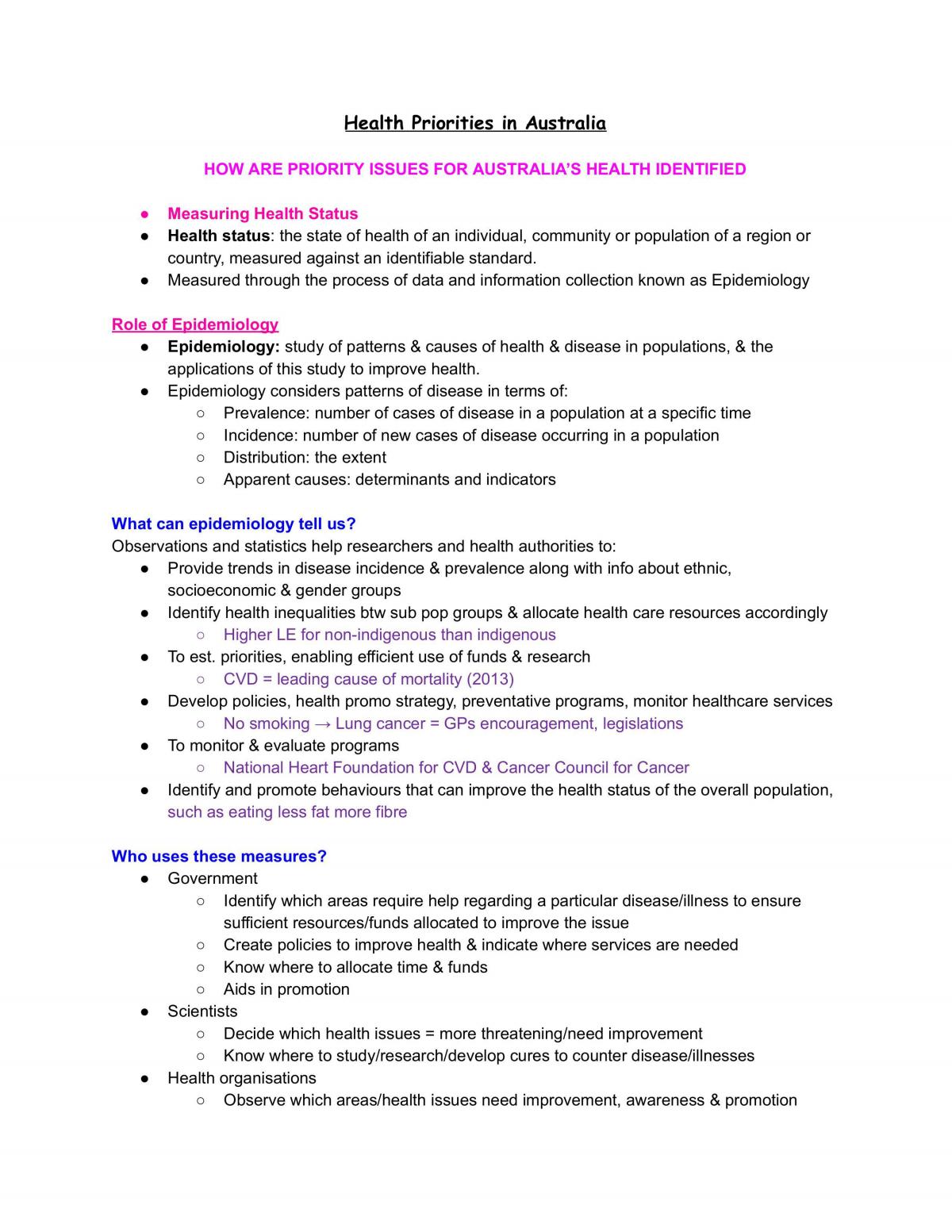 Complete Year 12 HSC PDHPE Notes 2020 - Page 1