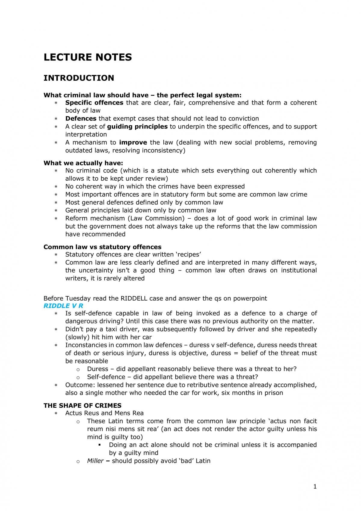 Criminal Law Full Detailed Notes - Page 1