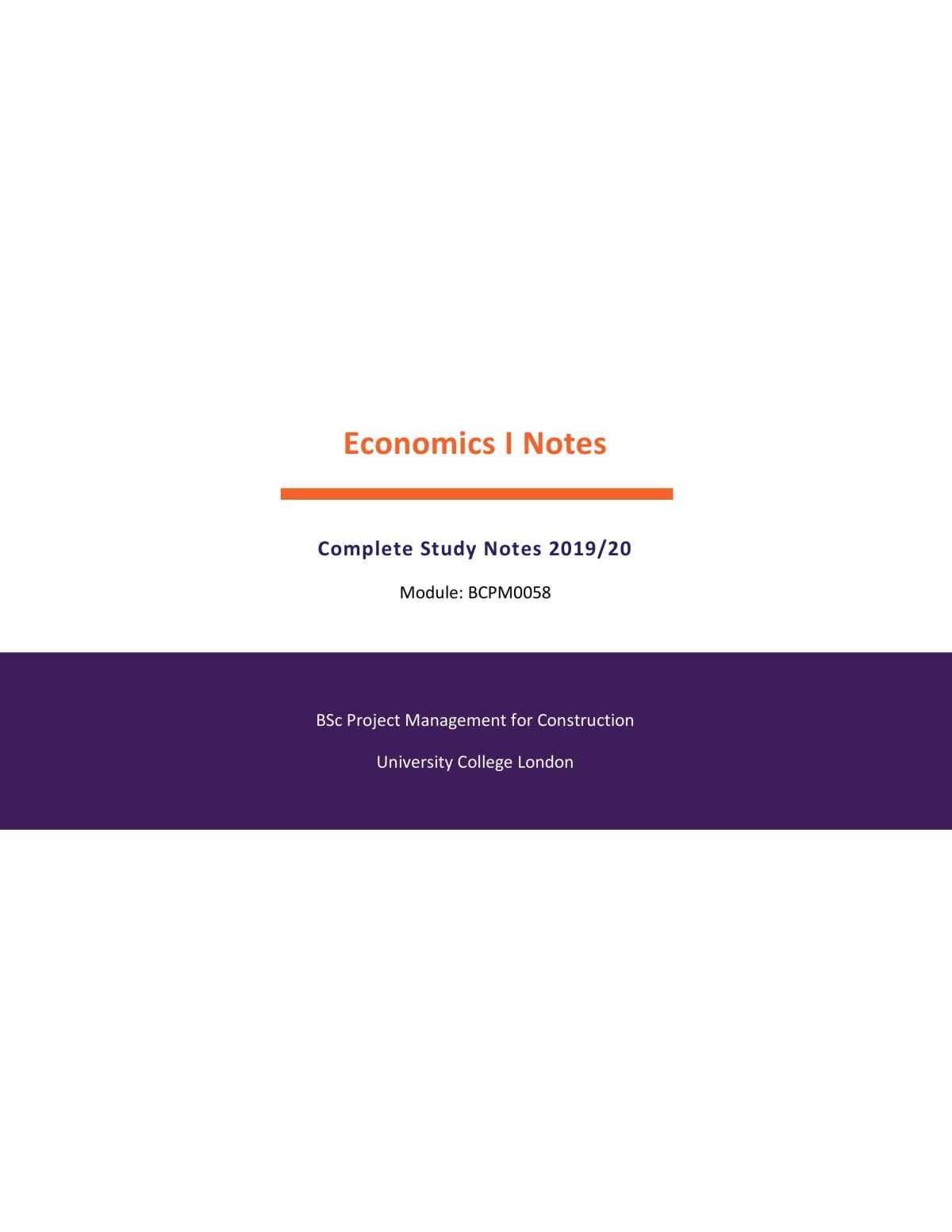 Economics I Complete Study Notes - Page 1