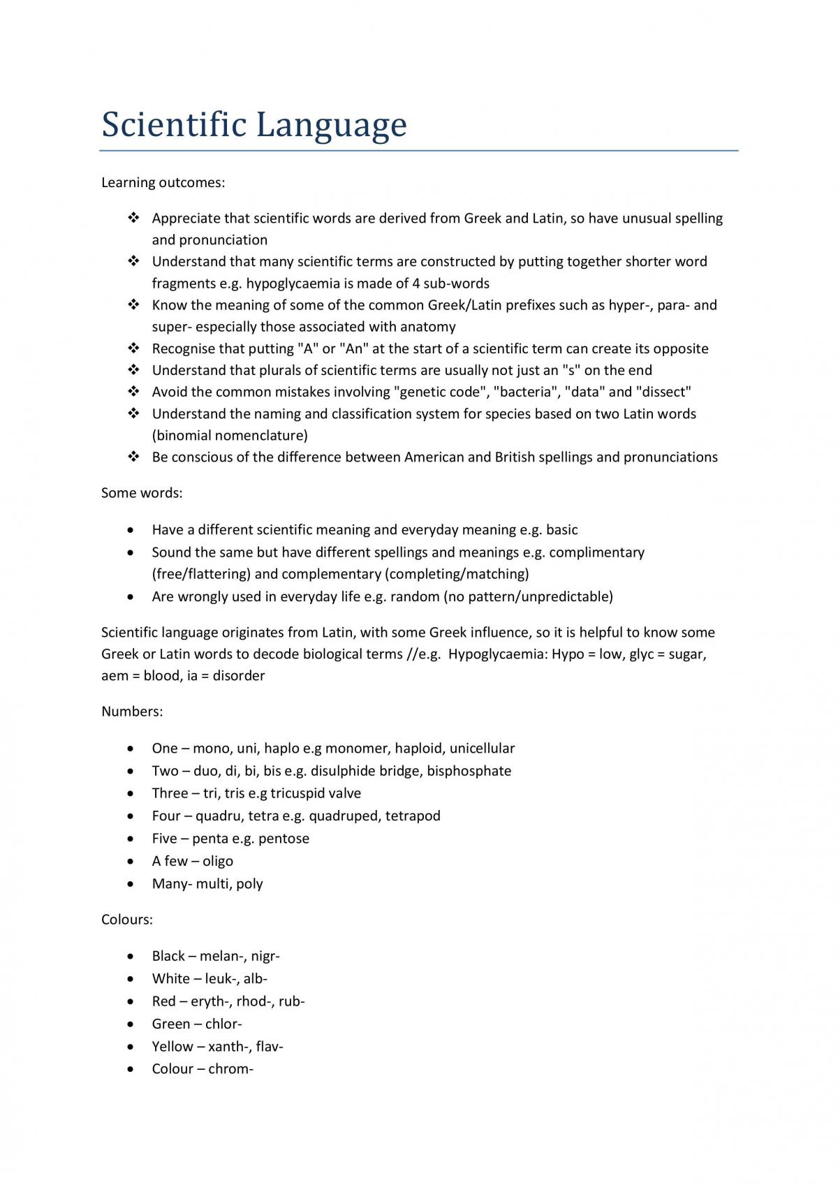 BIOL1020 Study Notes - Page 1