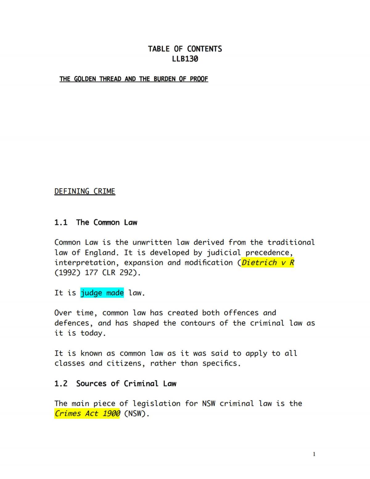 Study Notes for crim law a - Page 1